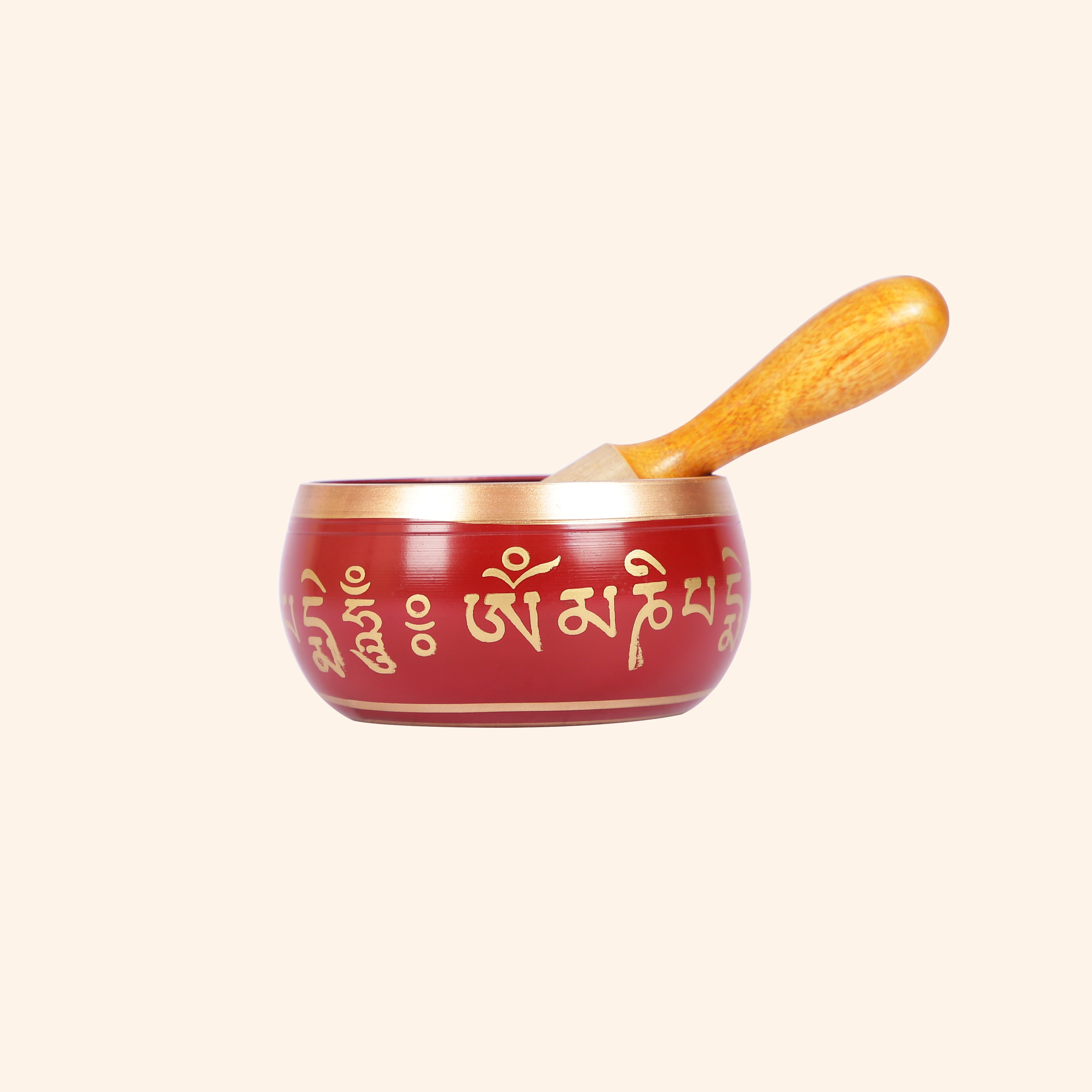 Red Tibetan Singing Bowl Set with Mallet | For Meditation, Healing & Stress Relief