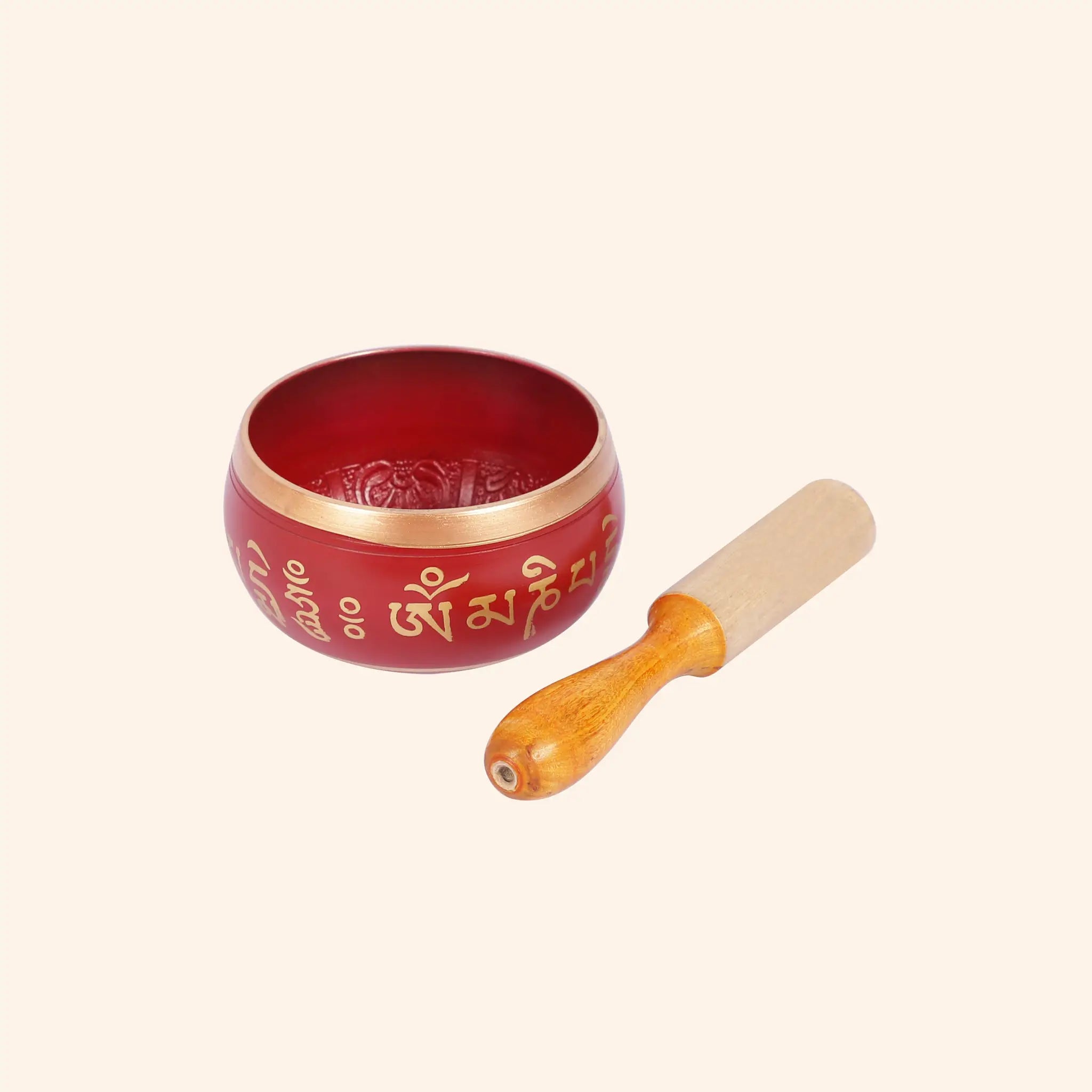 Red Tibetan Singing Bowl Set with Mallet | For Meditation, Healing & Stress Relief