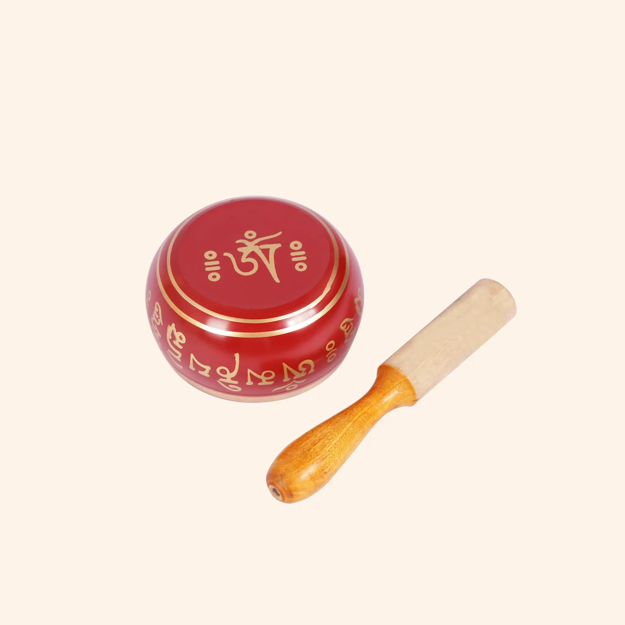 Red Tibetan Singing Bowl Set with Mallet | For Meditation, Healing & Stress Relief