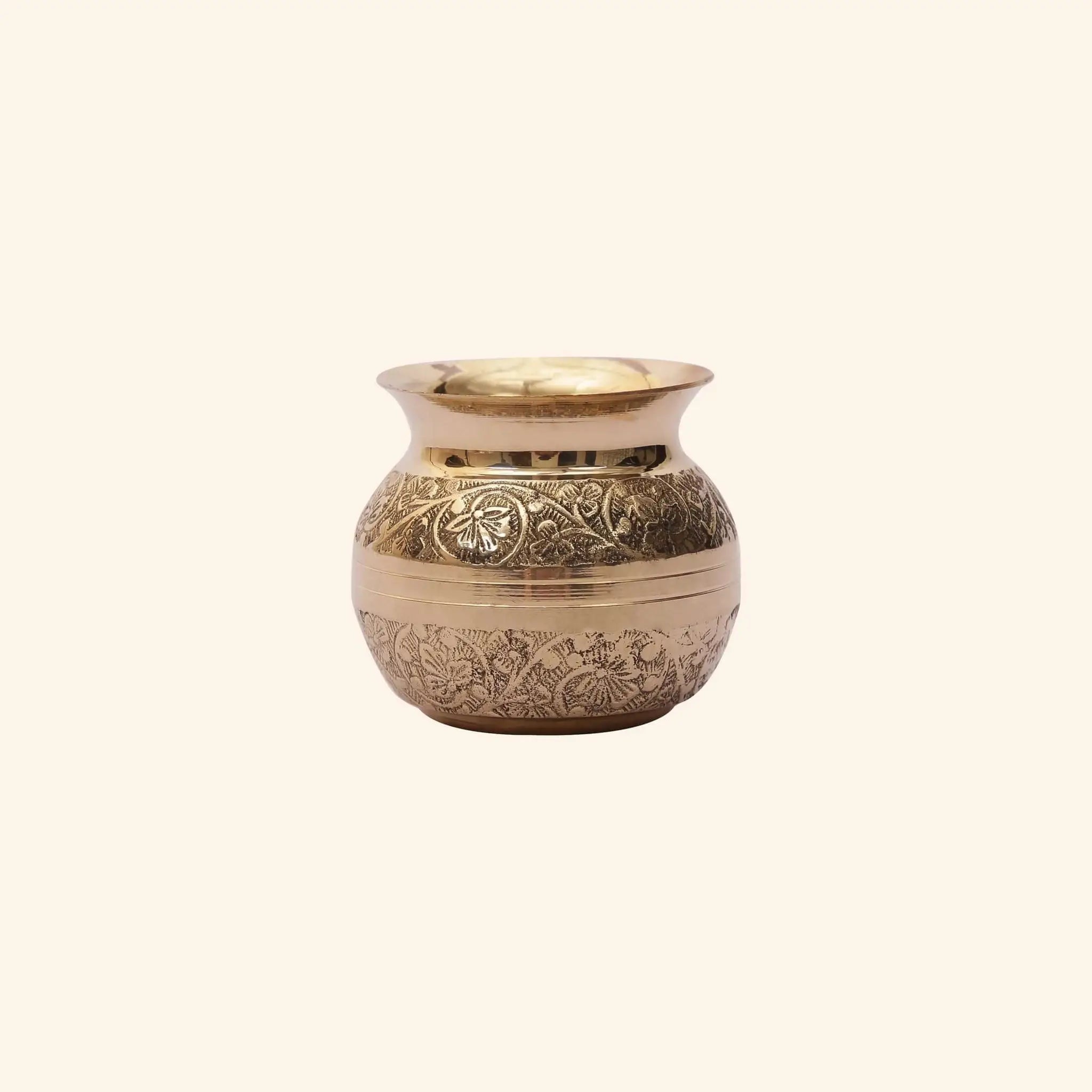 Ornate Brass Puja Lota/Kalash ("Lotus Brass")