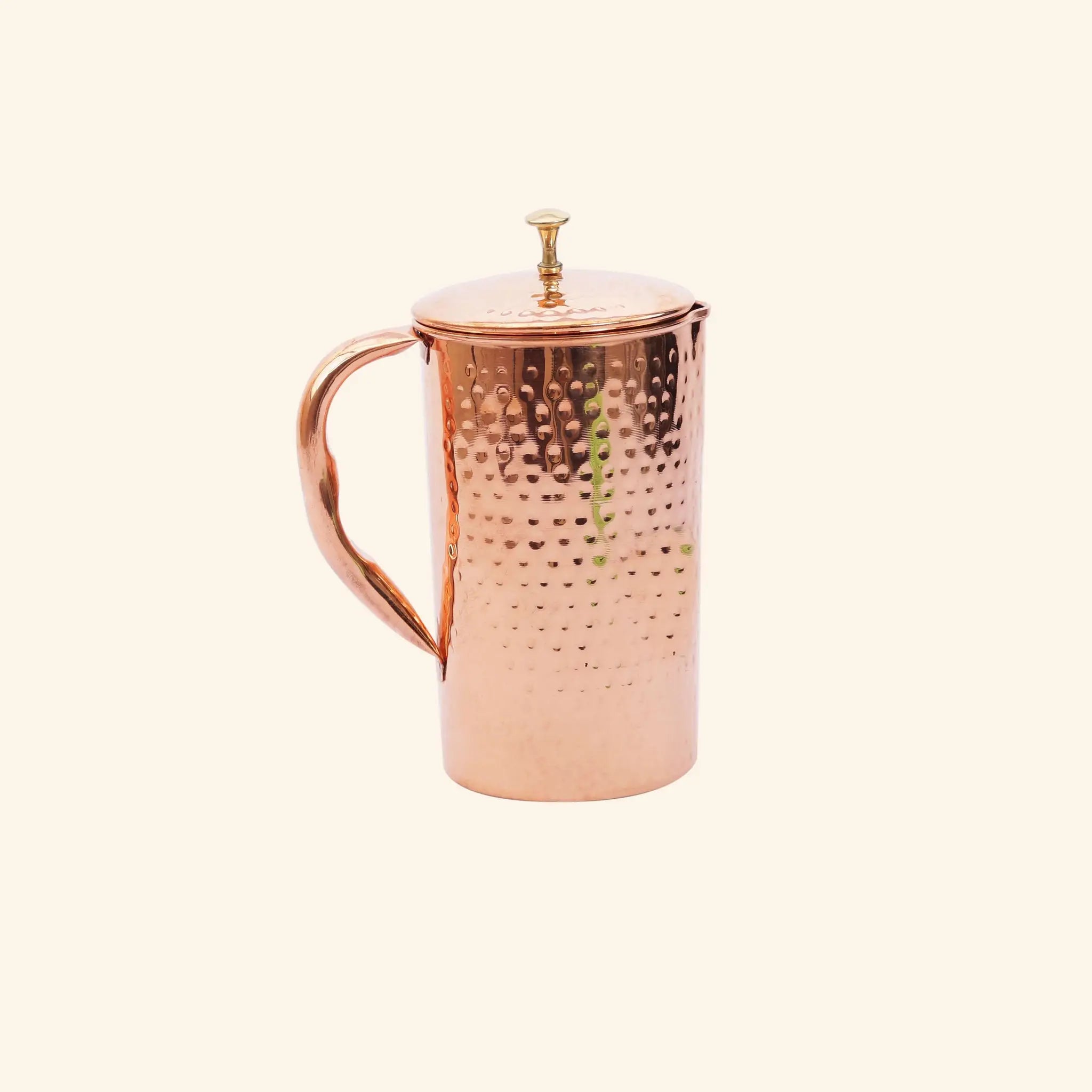 Classic Hammered Copper Jug with Lid (1 Litre) | For Ayurvedic Water & Elegant Serving