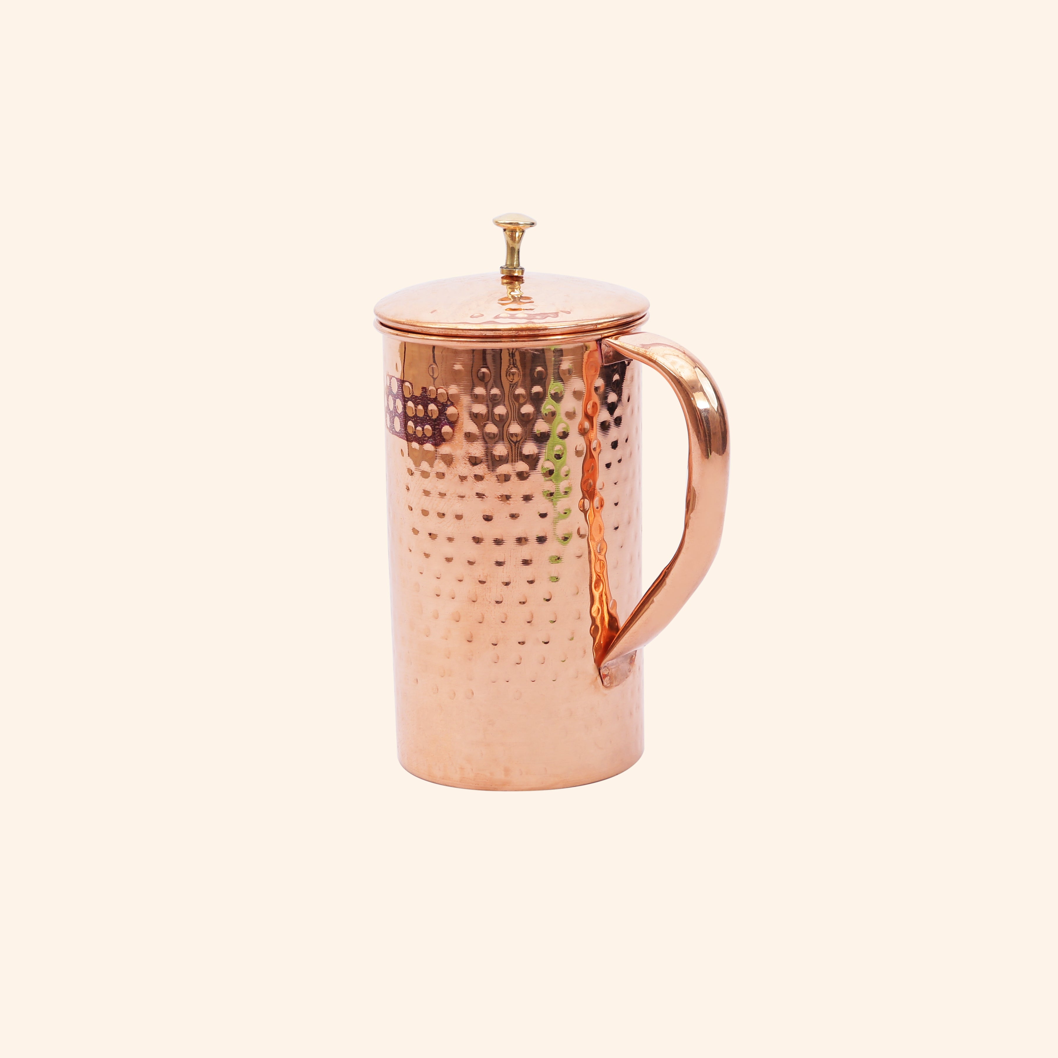 Classic Hammered Copper Jug with Lid (1 Litre) | For Ayurvedic Water & Elegant Serving