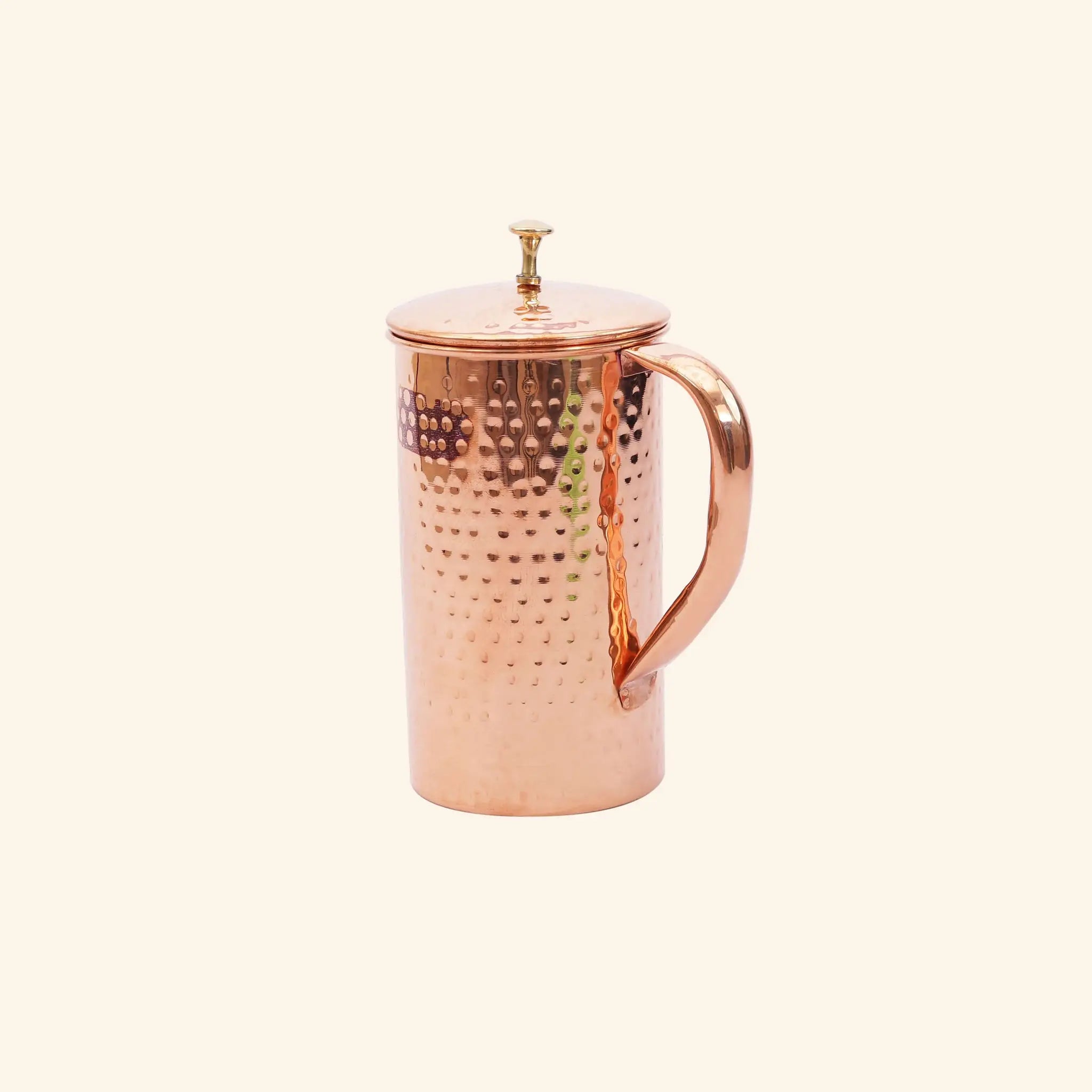Classic Hammered Copper Jug with Lid (1 Litre) | For Ayurvedic Water & Elegant Serving