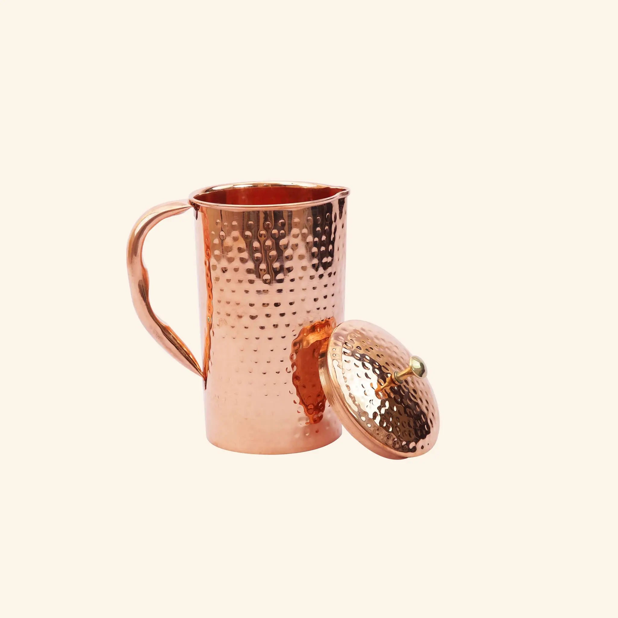 Classic Hammered Copper Jug with Lid (1 Litre) | For Ayurvedic Water & Elegant Serving