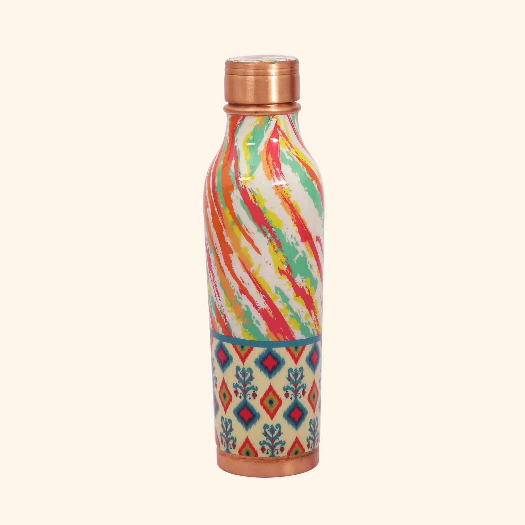 Mina Printed Pure Copper Water Bottle | For Ayurvedic Health & Stylish Hydration, 900 ml