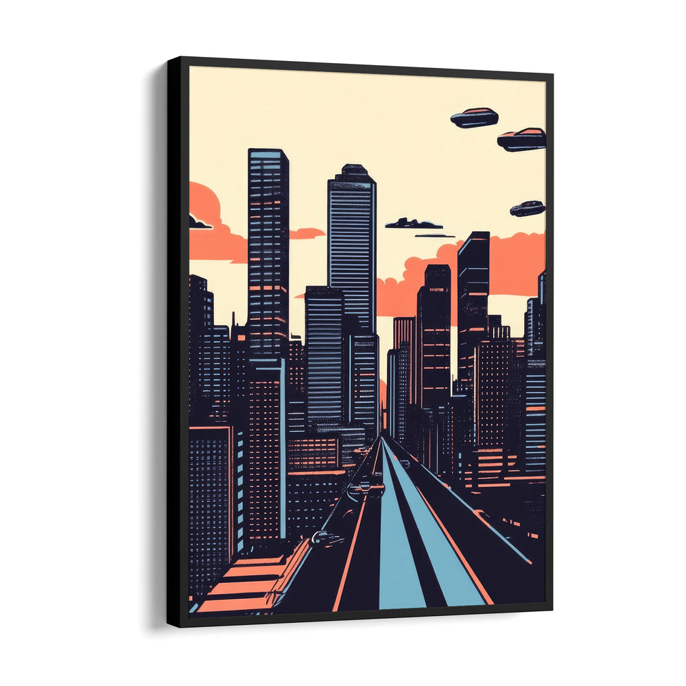 Retro Futuristic Skyline - City Wall Art