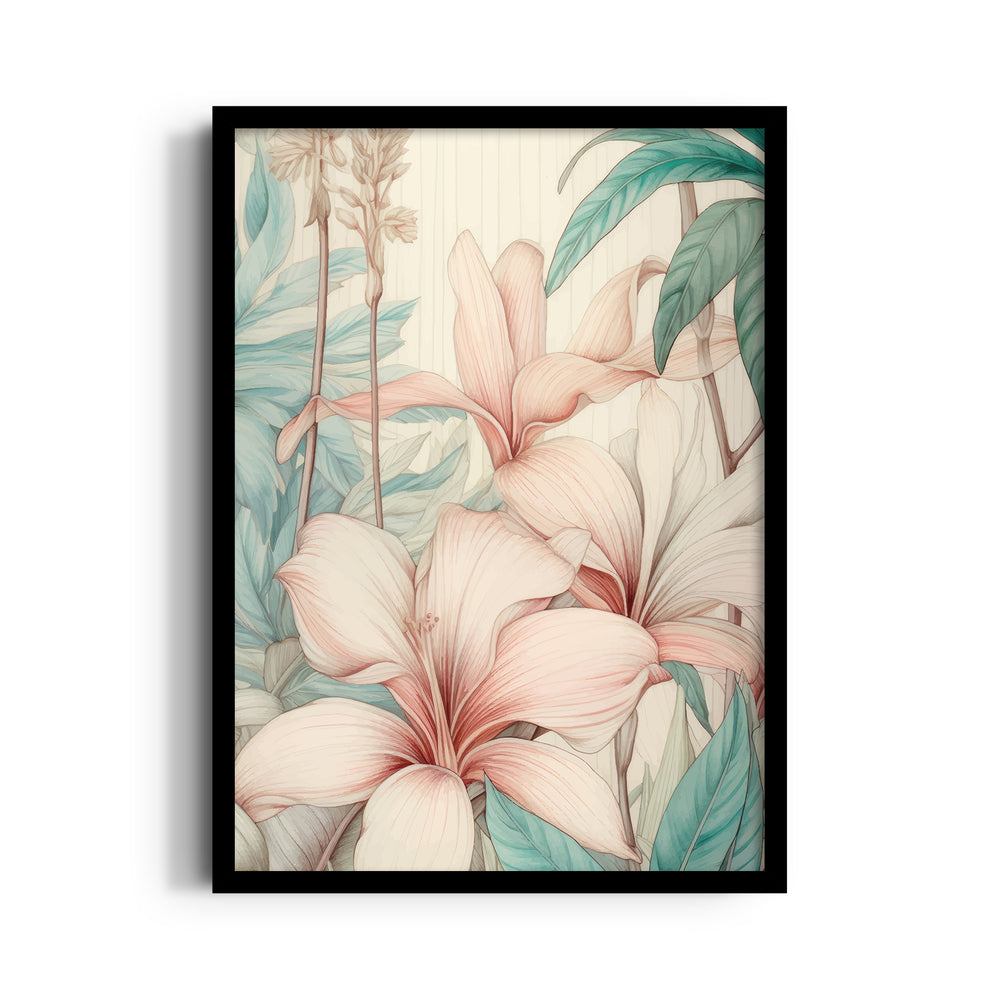 Serene Blush Amaryllis - Botanical Wall Art - Pillow Fights