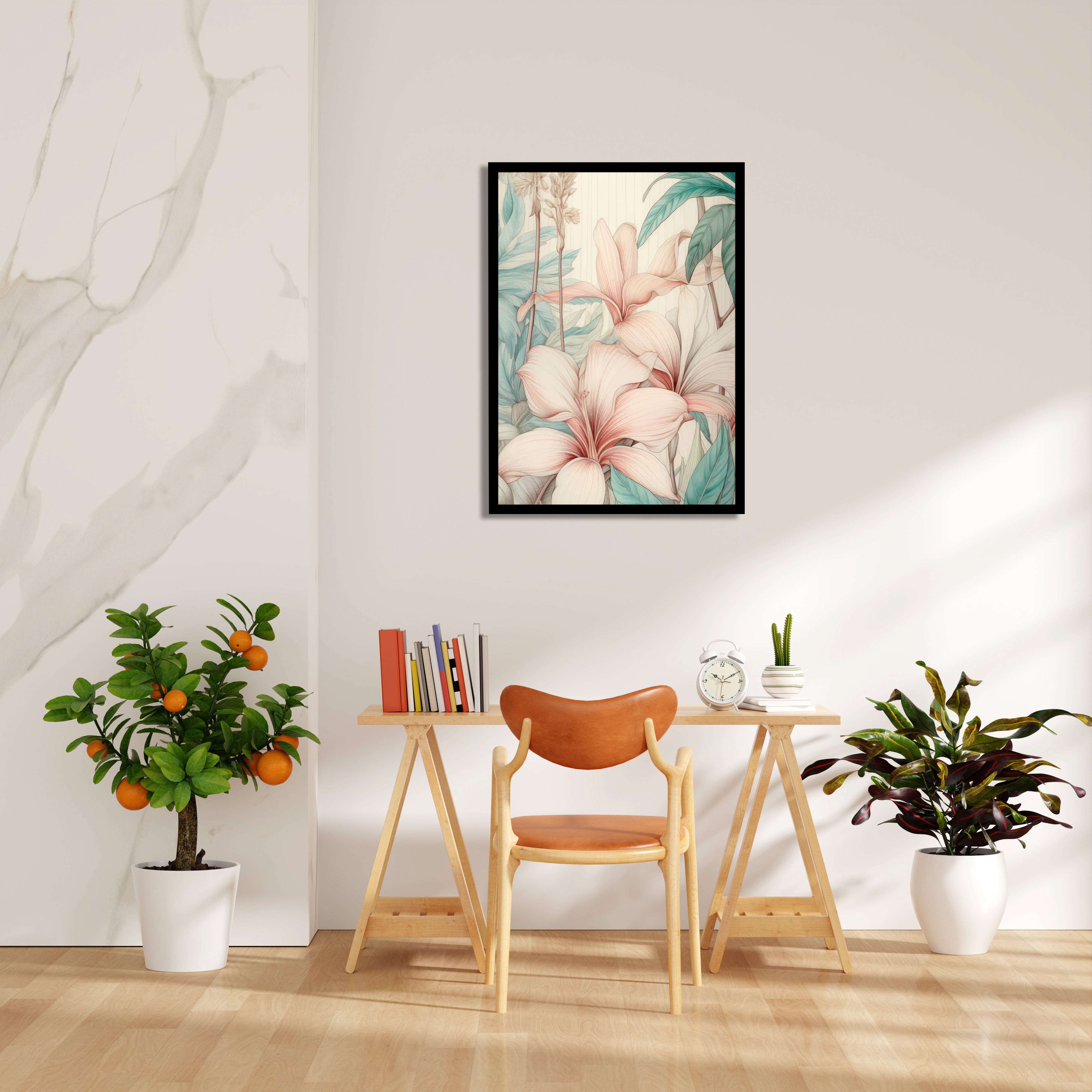 Serene Blush Amaryllis - Botanical Wall Art