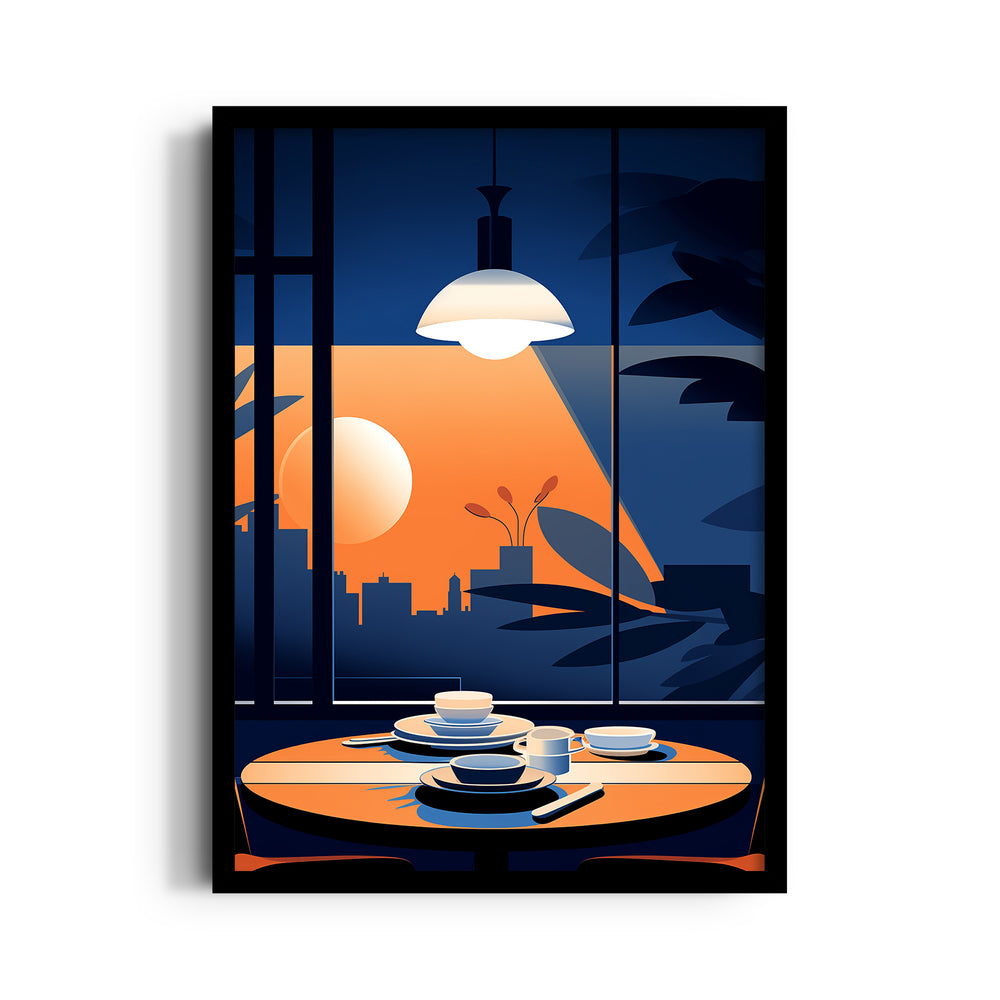 Sunset Table View - Modern Caf Wall Art - Pillow Fights