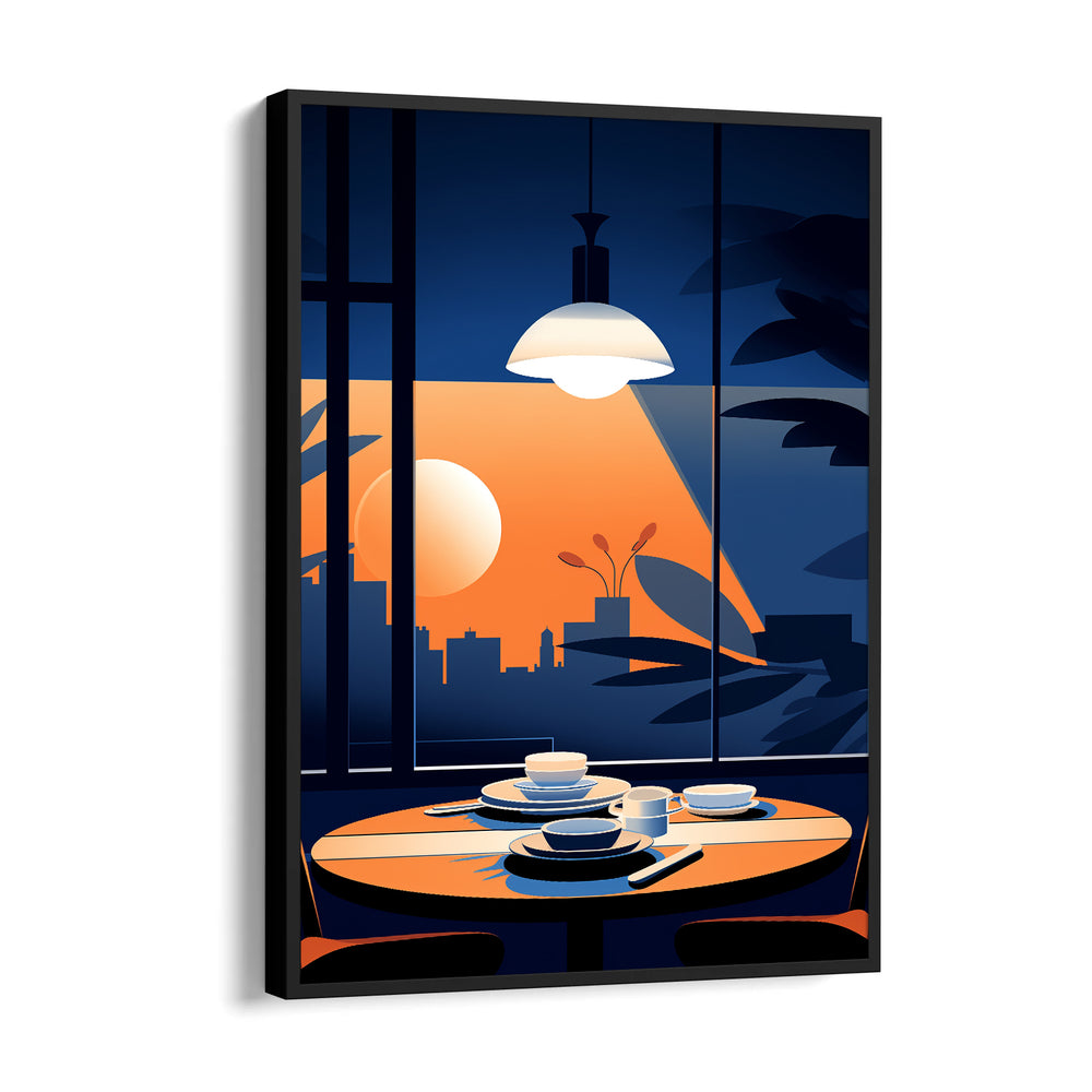 Sunset Table View - Modern Caf Wall Art - Pillow Fights