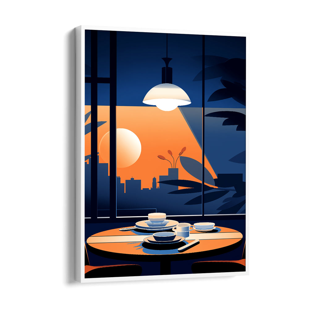 Sunset Table View - Modern Caf Wall Art - Pillow Fights