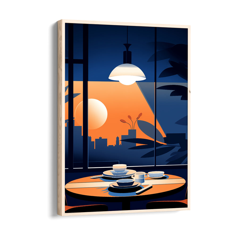 Sunset Table View - Modern Caf Wall Art - Pillow Fights