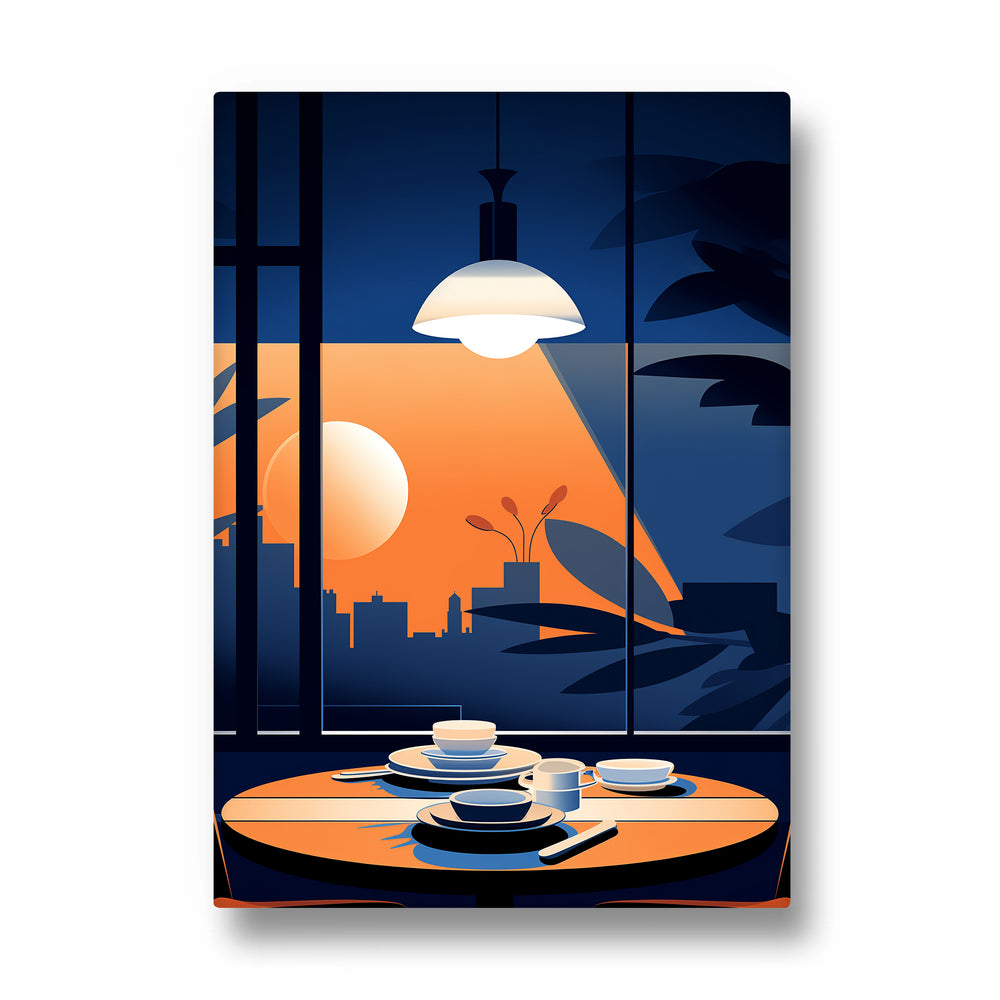 Sunset Table View - Modern Caf Wall Art - Pillow Fights