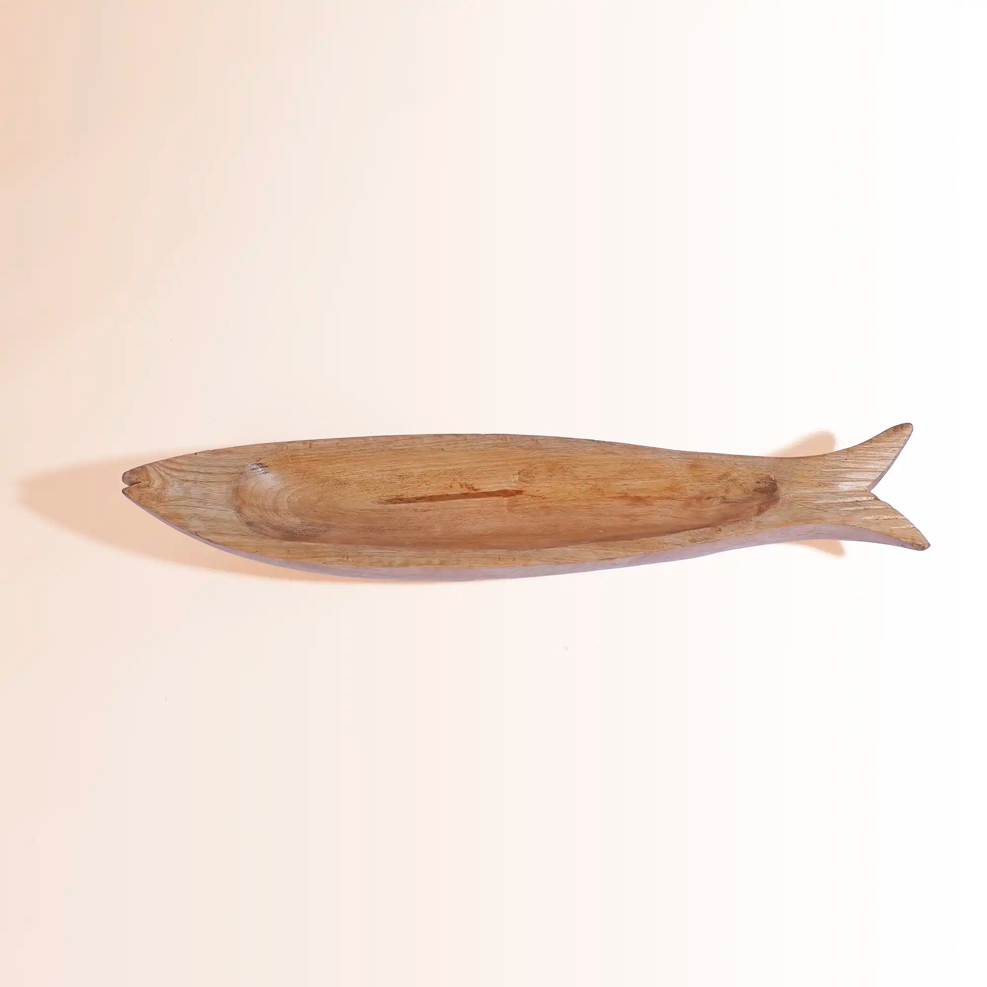 Artistic Hand-Carved Mango Wood Fish Platter | For Appetizers & Coastal Decor