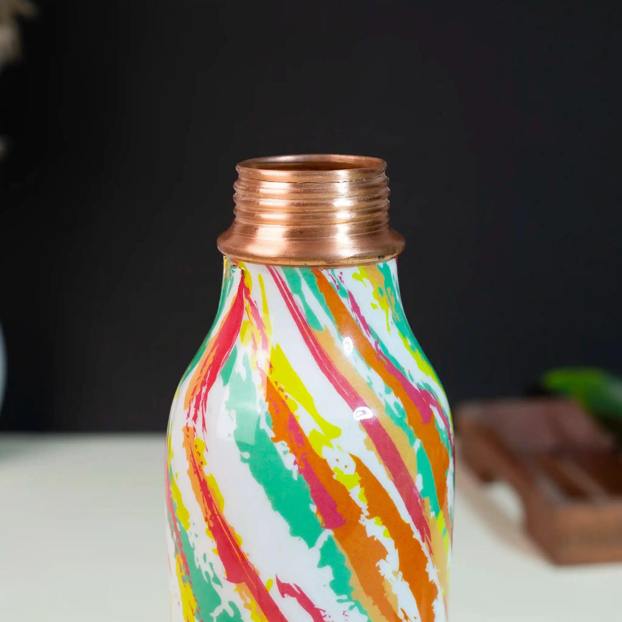 Mina Printed Pure Copper Water Bottle | For Ayurvedic Health & Stylish Hydration, 900 ml