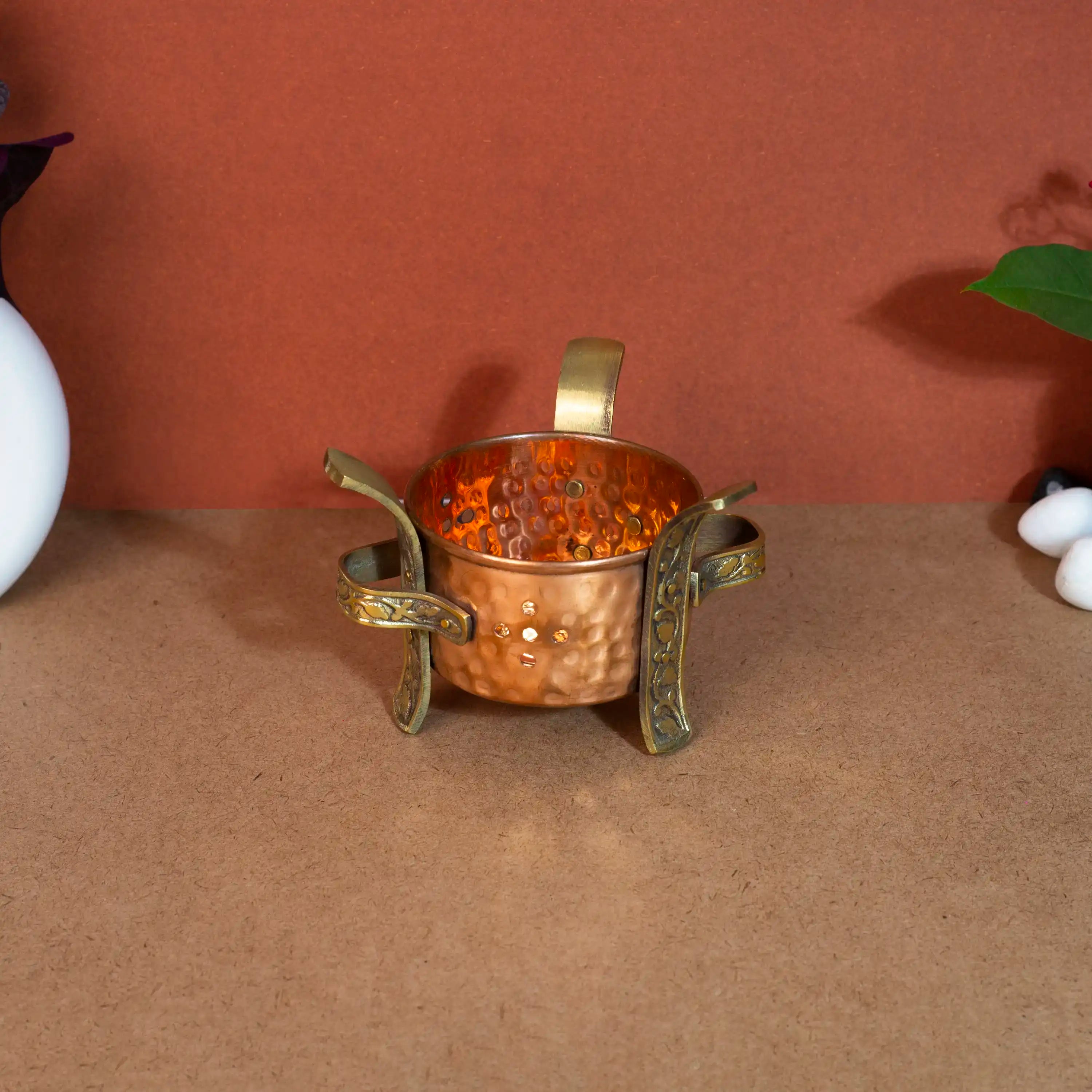 Traditional Copper & Brass Food Warmer (Sighdi/Angithi) Stand