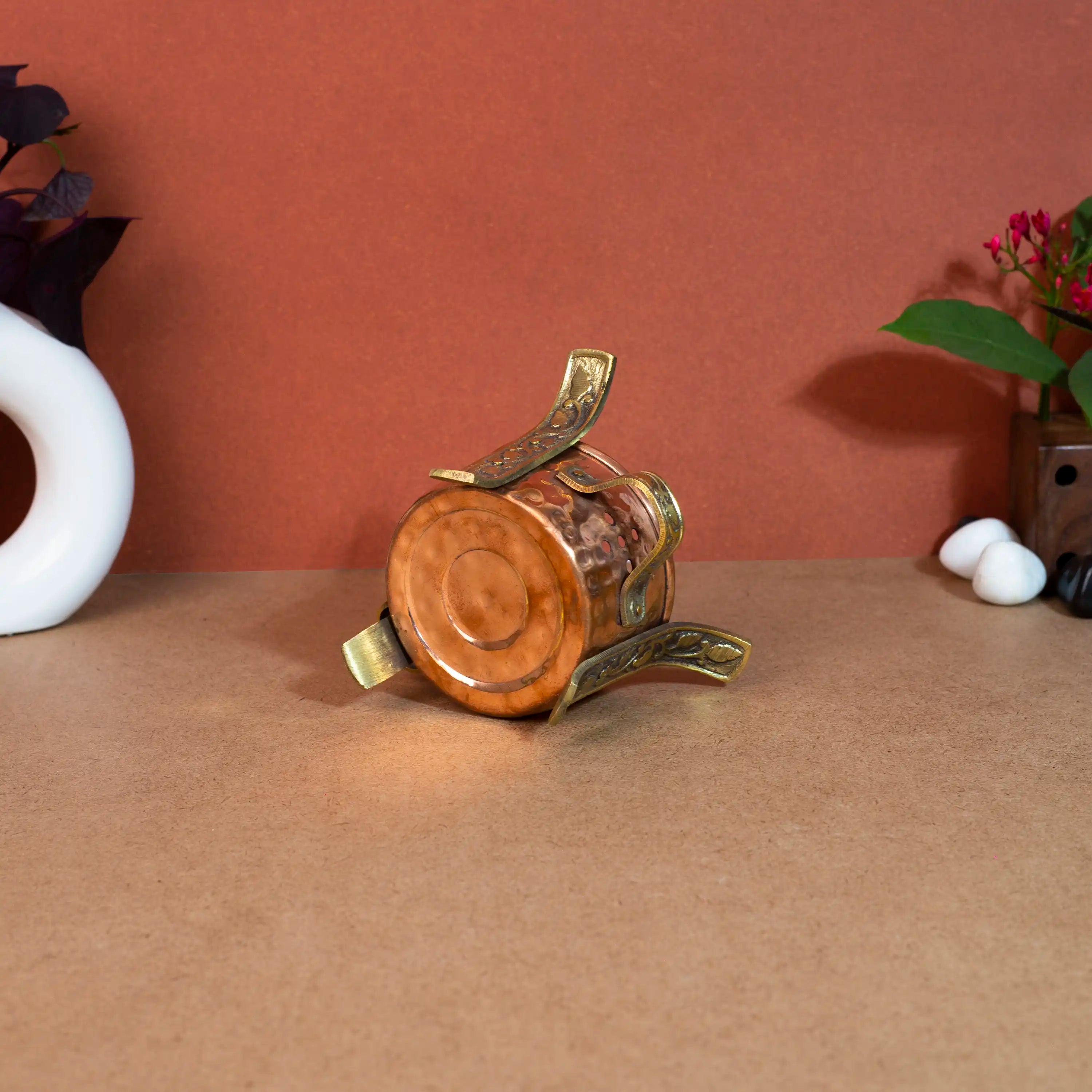 Traditional Copper & Brass Food Warmer (Sighdi/Angithi) Stand