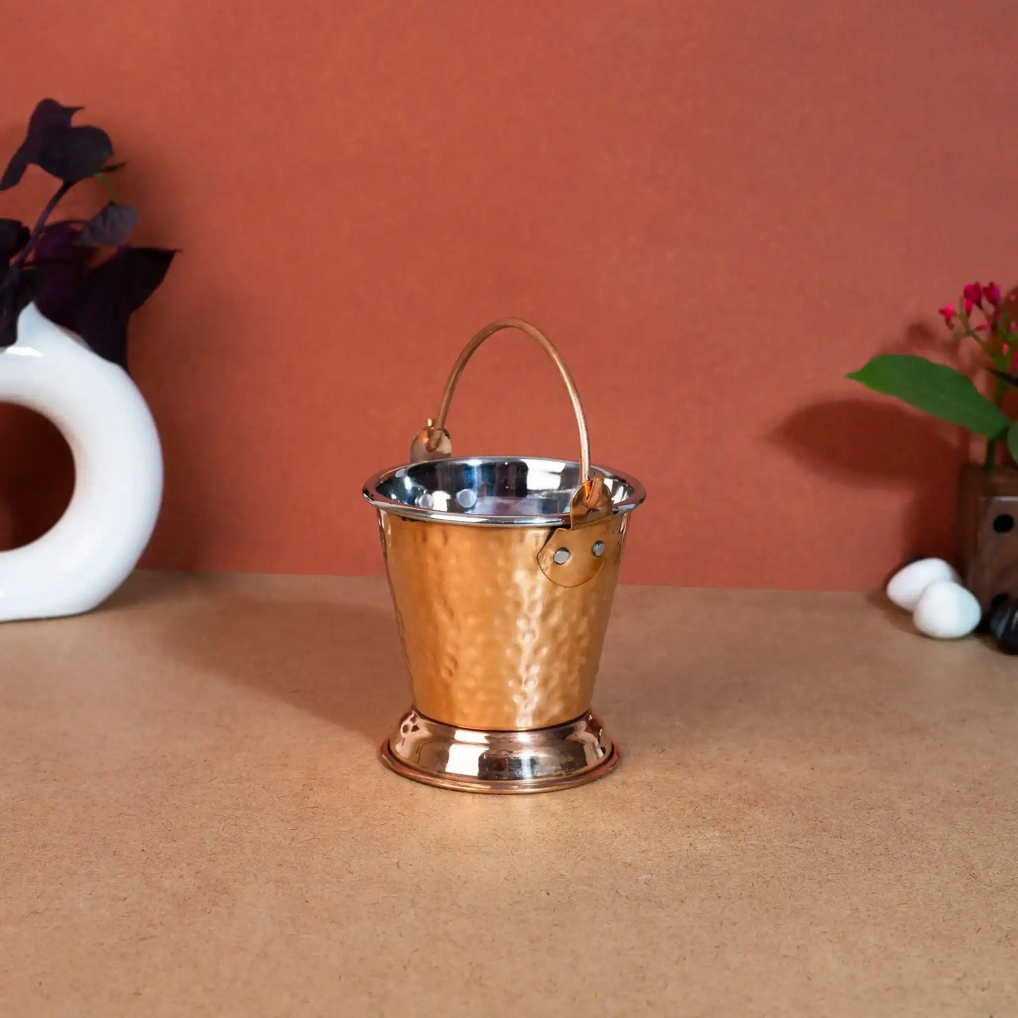 Traditional Steel & Copper Serving Bucket (Balti)