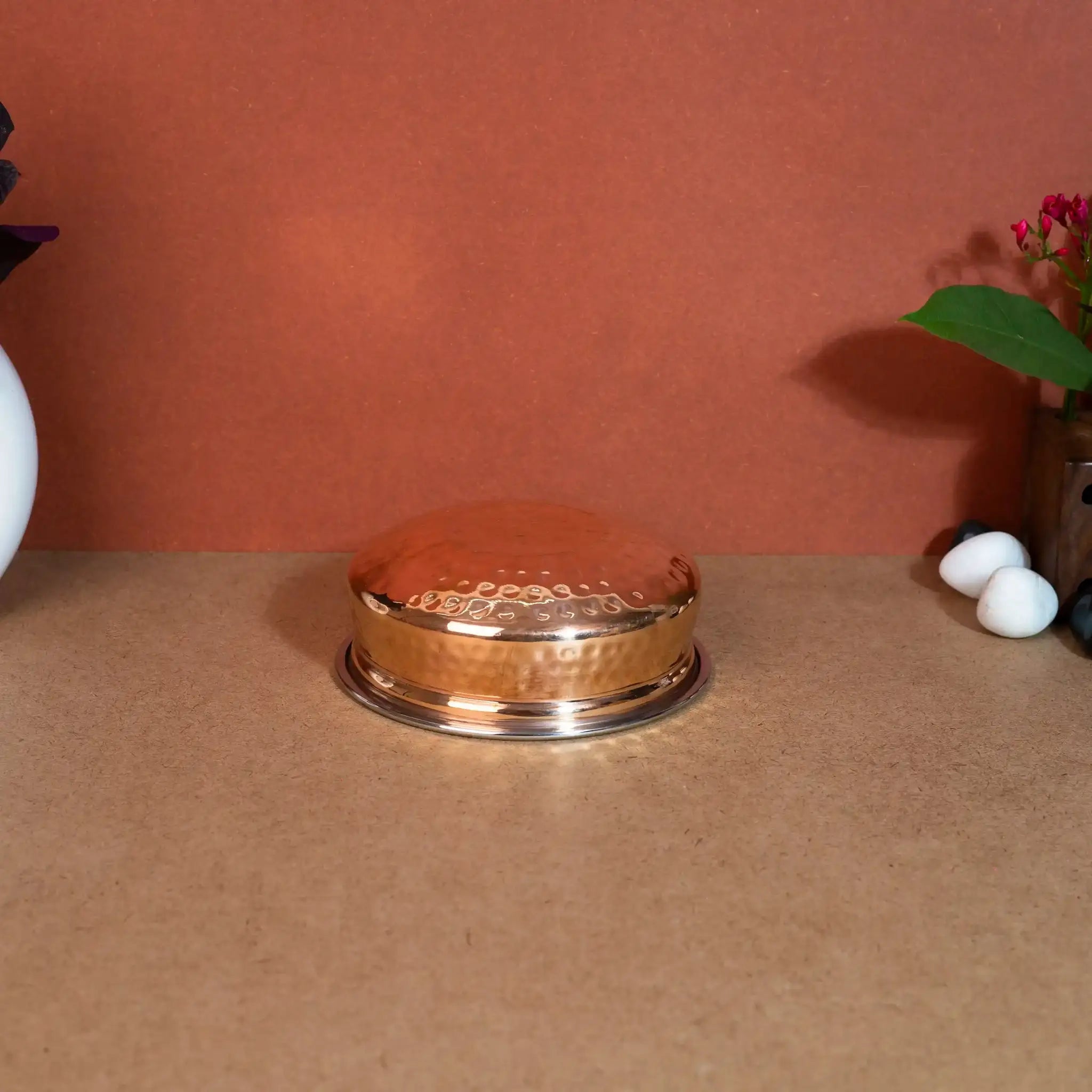 Traditional Hammered Copper & Steel Serving Handi