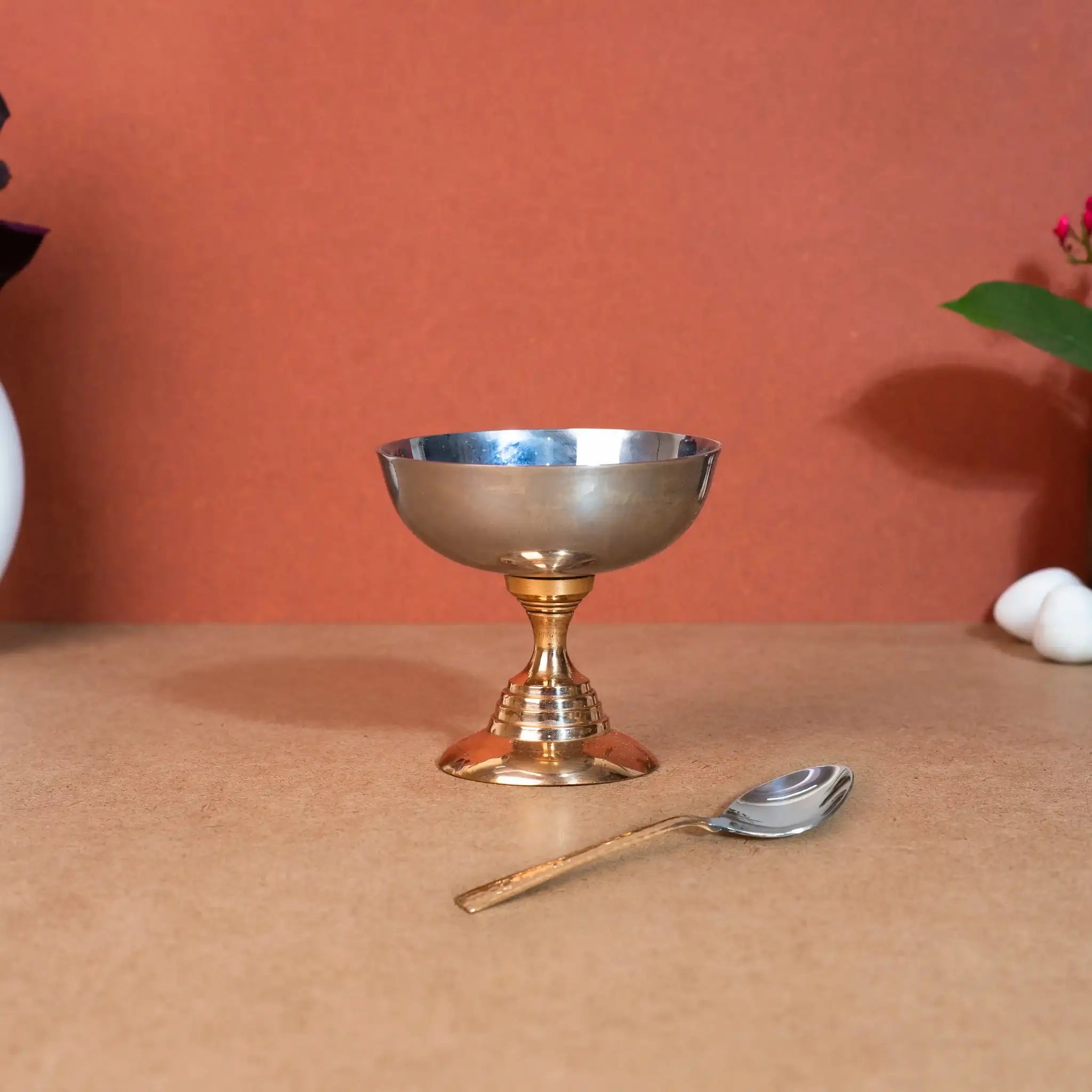 Elegant Copper & Stainless Steel Ice Cream Bowl | For Desserts & Festive Dining