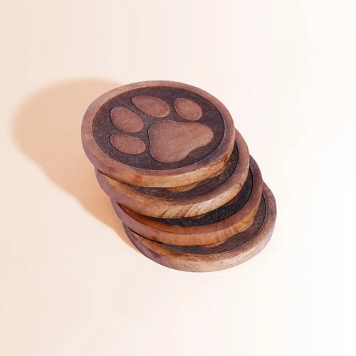 Paw Print Wooden Coaster - Pillow Fights