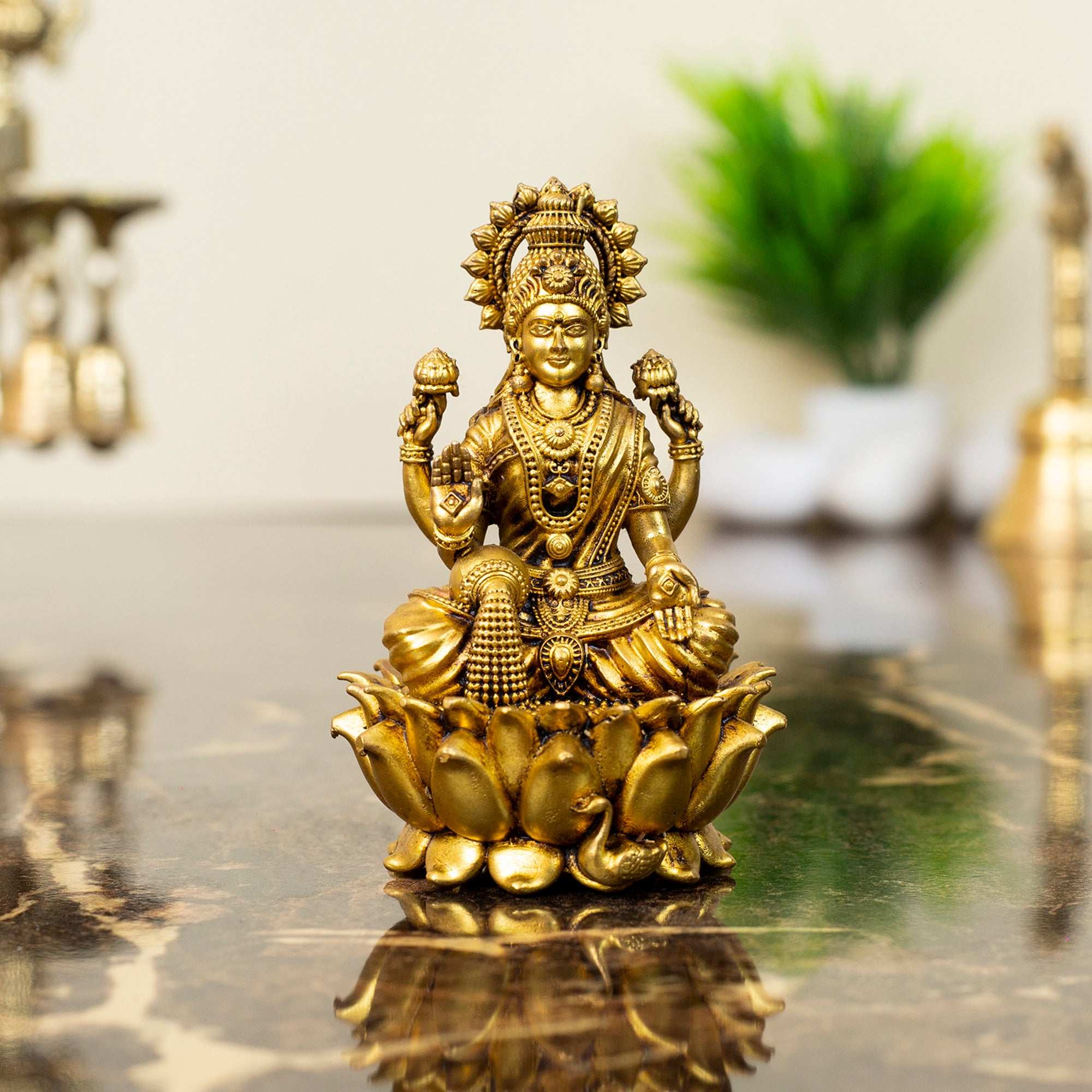 Exquisite Handcrafted Brass Goddess Laxmi Idol