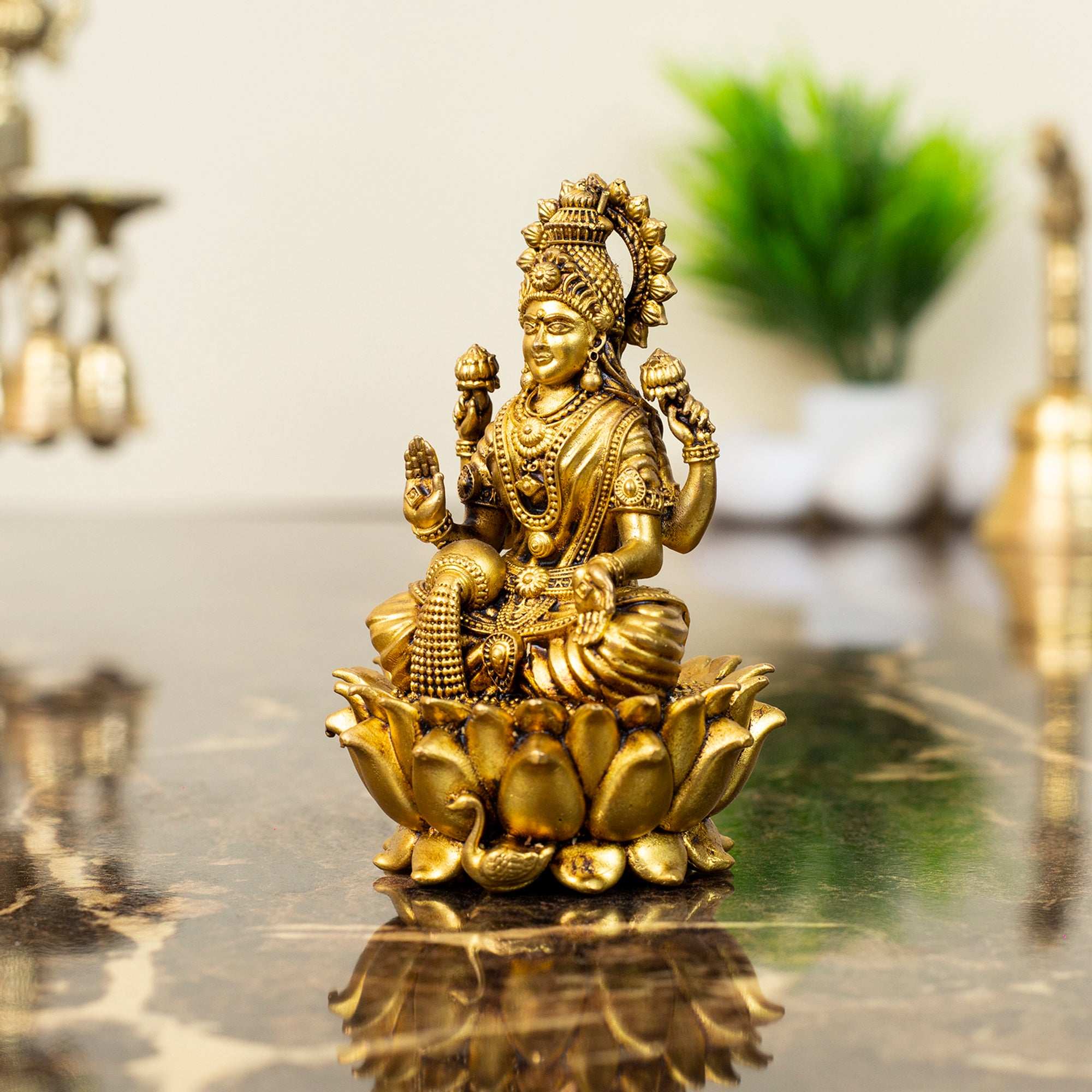 Exquisite Handcrafted Brass Goddess Laxmi Idol