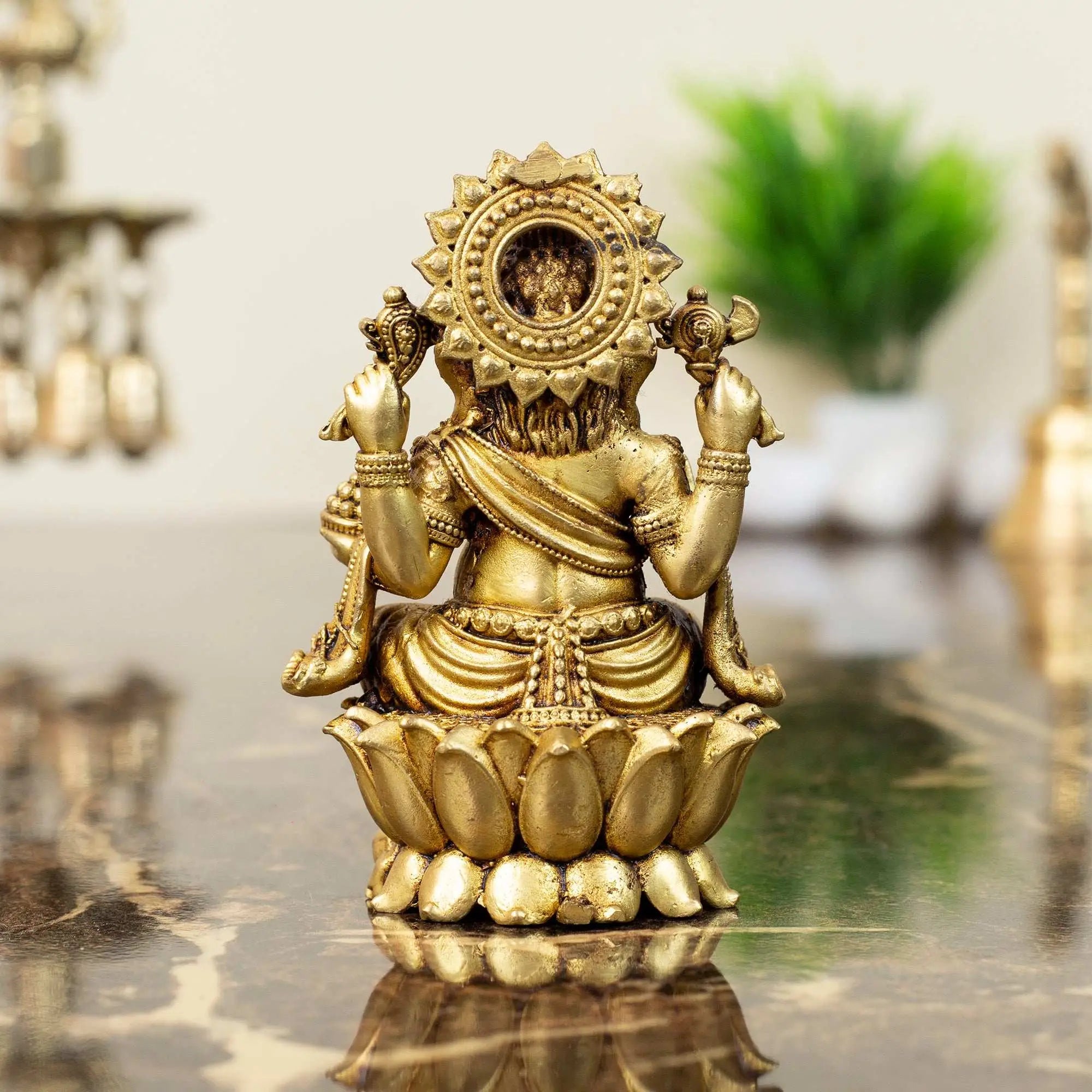 Handcrafted Brass Lord Ganesha Idol on Lotus