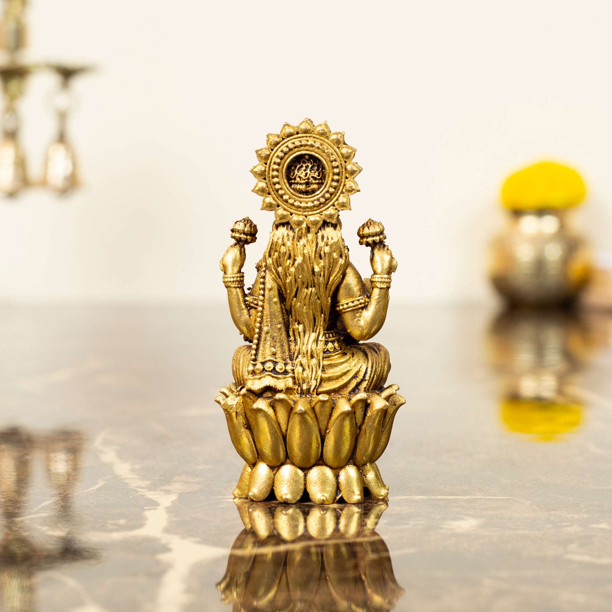 Petite Brass Goddess Lakshmi Idol