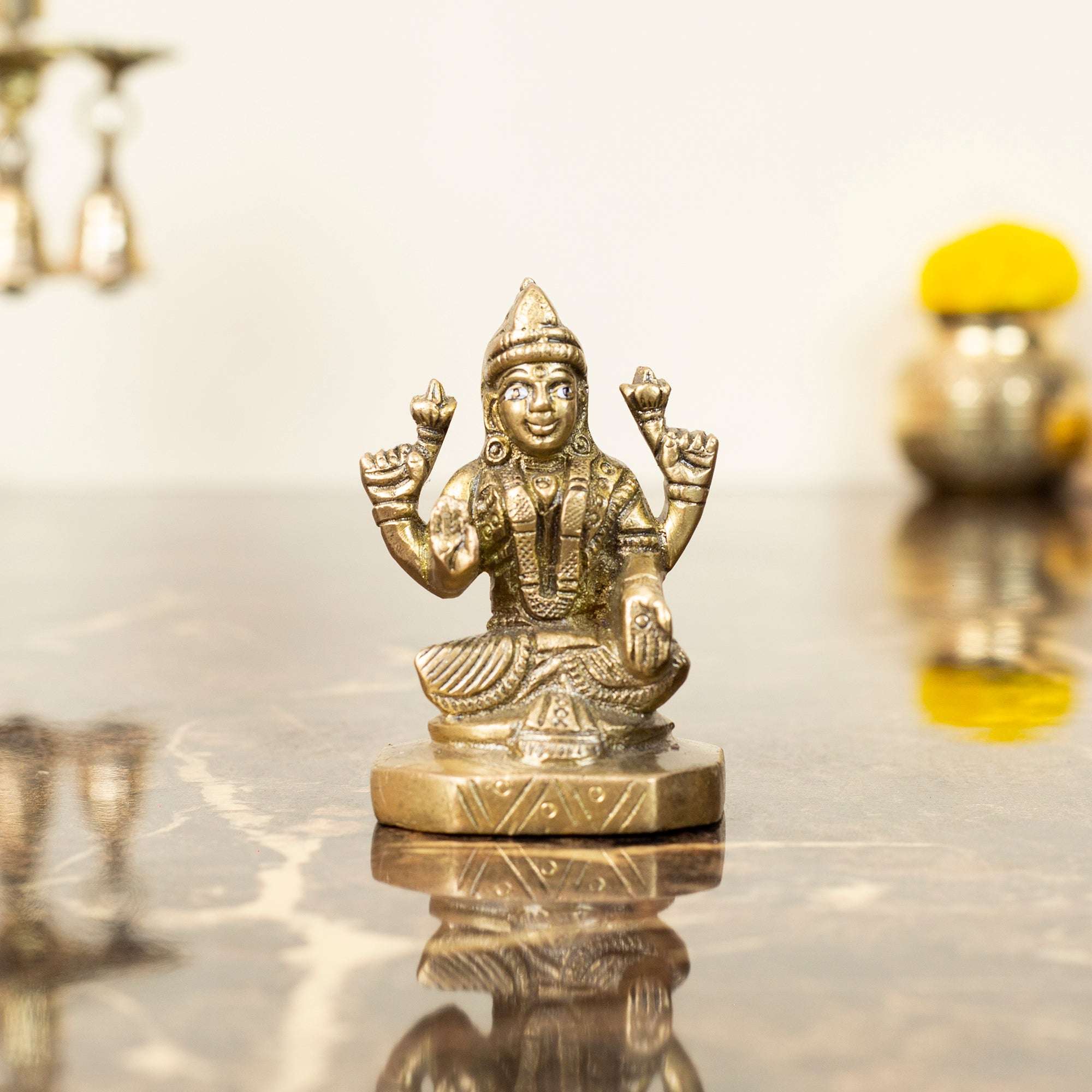 Substantial Heavyweight Brass Lakshmi Idol