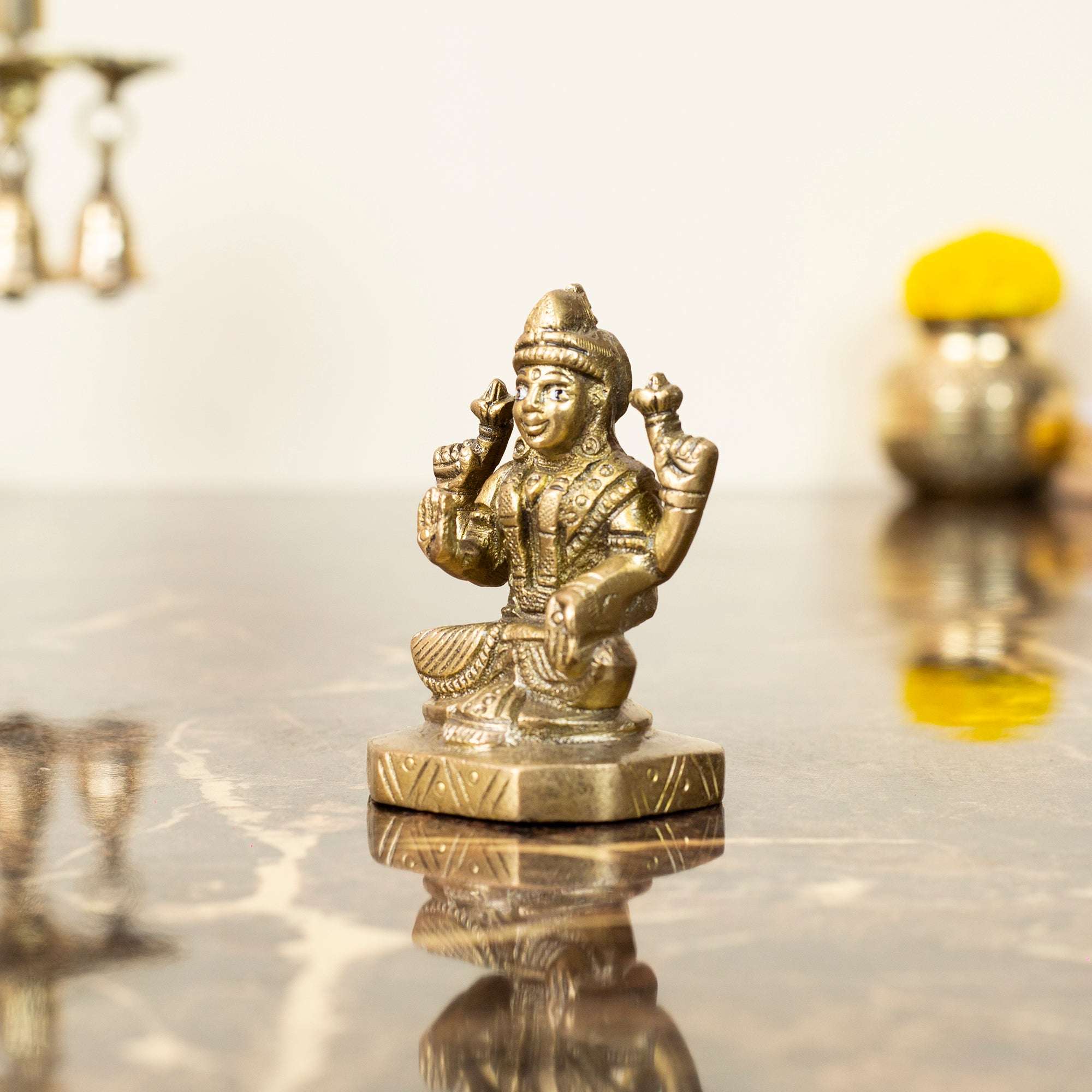 Substantial Heavyweight Brass Lakshmi Idol