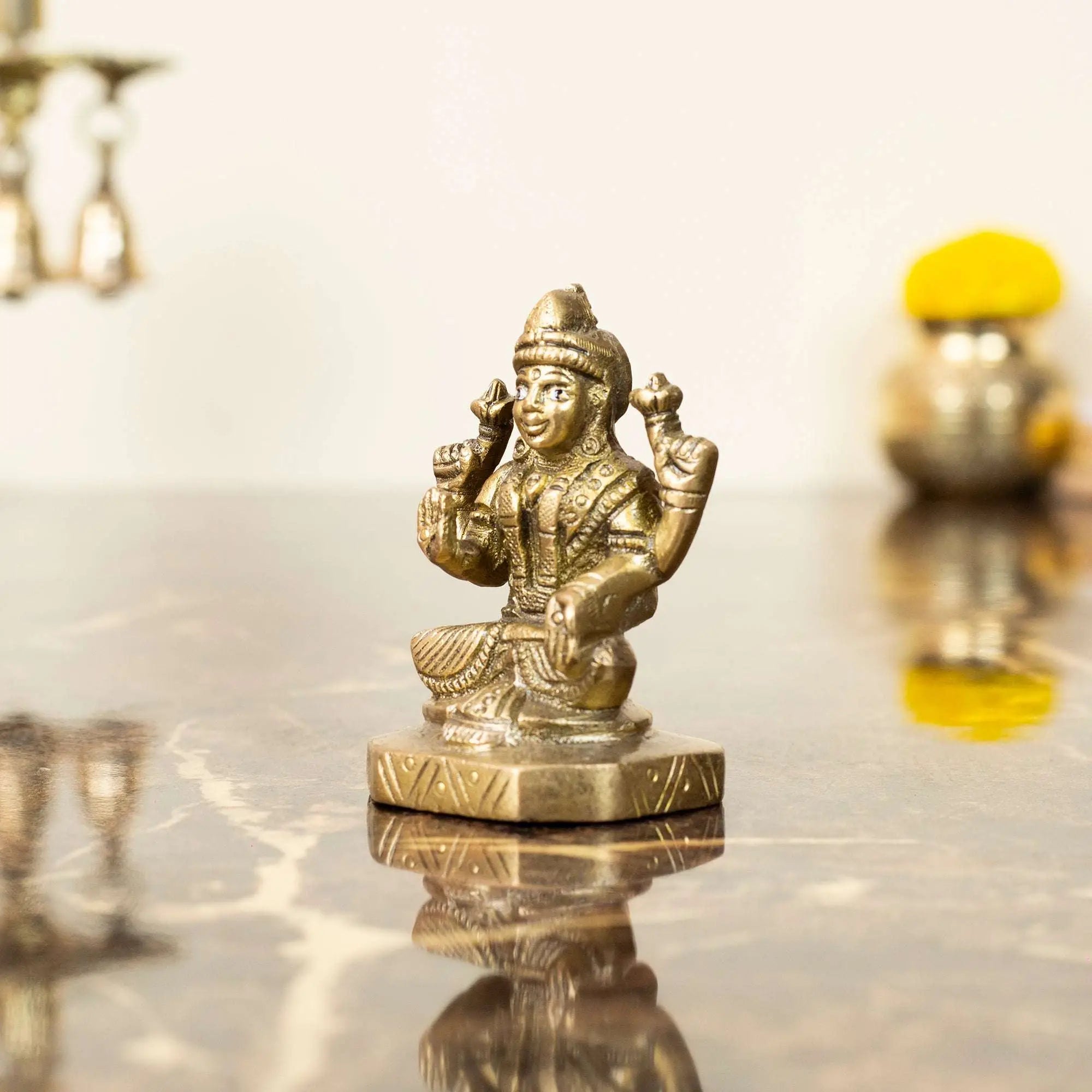 Substantial Heavyweight Brass Lakshmi Idol