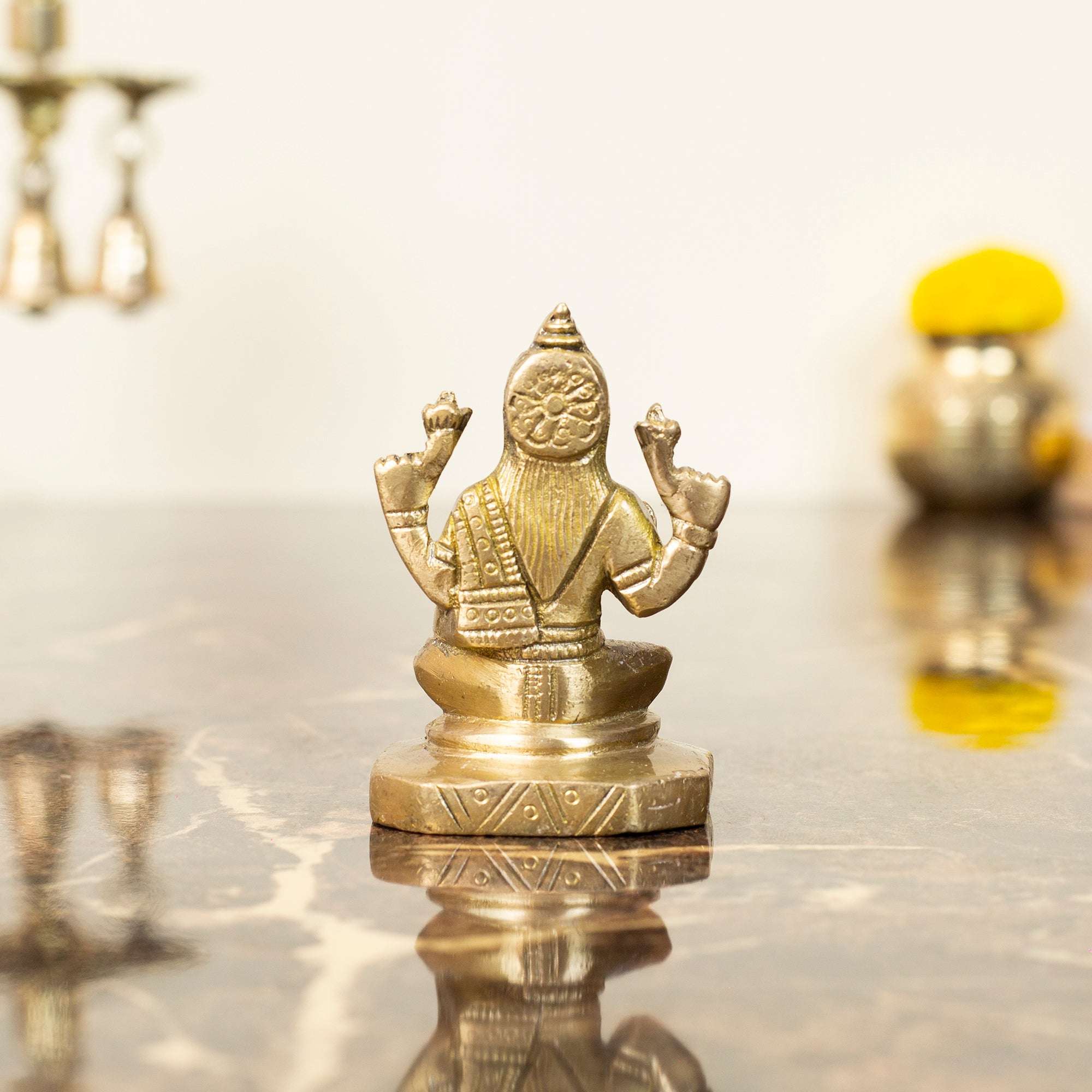 Substantial Heavyweight Brass Lakshmi Idol