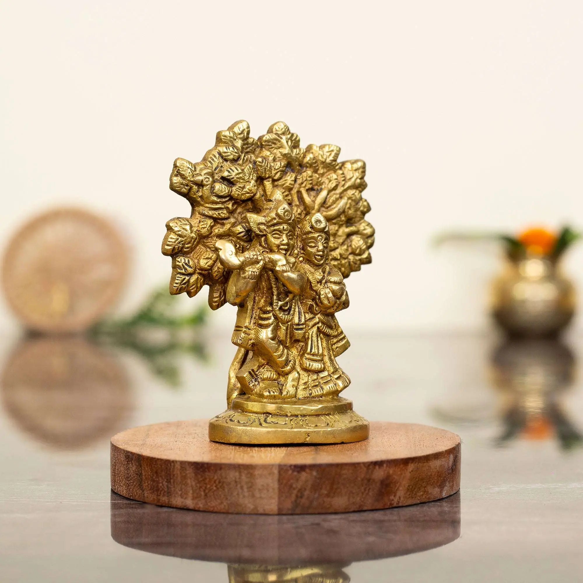 Enchanting Brass Radha Krishna Under Wish-Fulfilling Tree | Symbol of Harmony