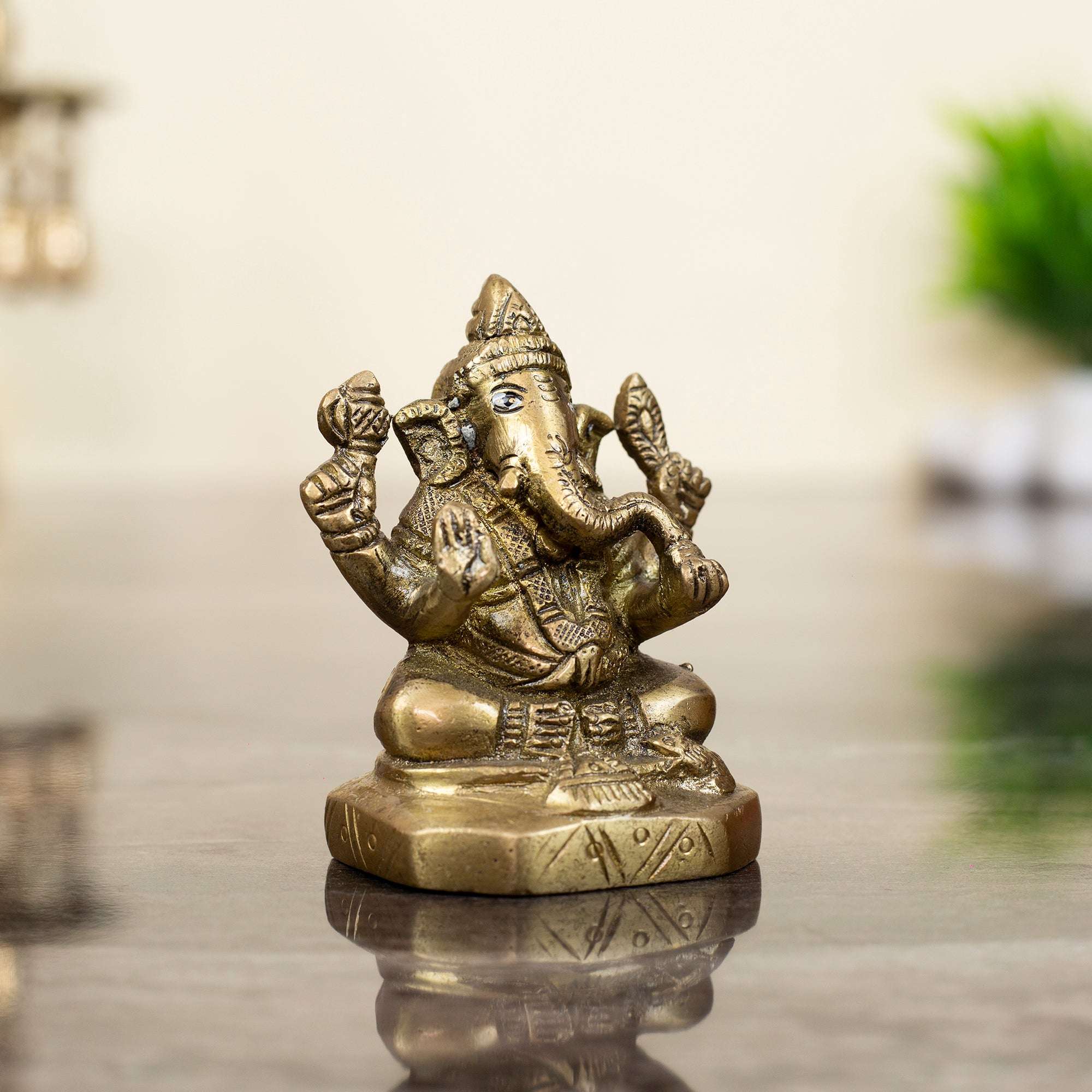 Solid Heavyweight Brass Ganesha Idol