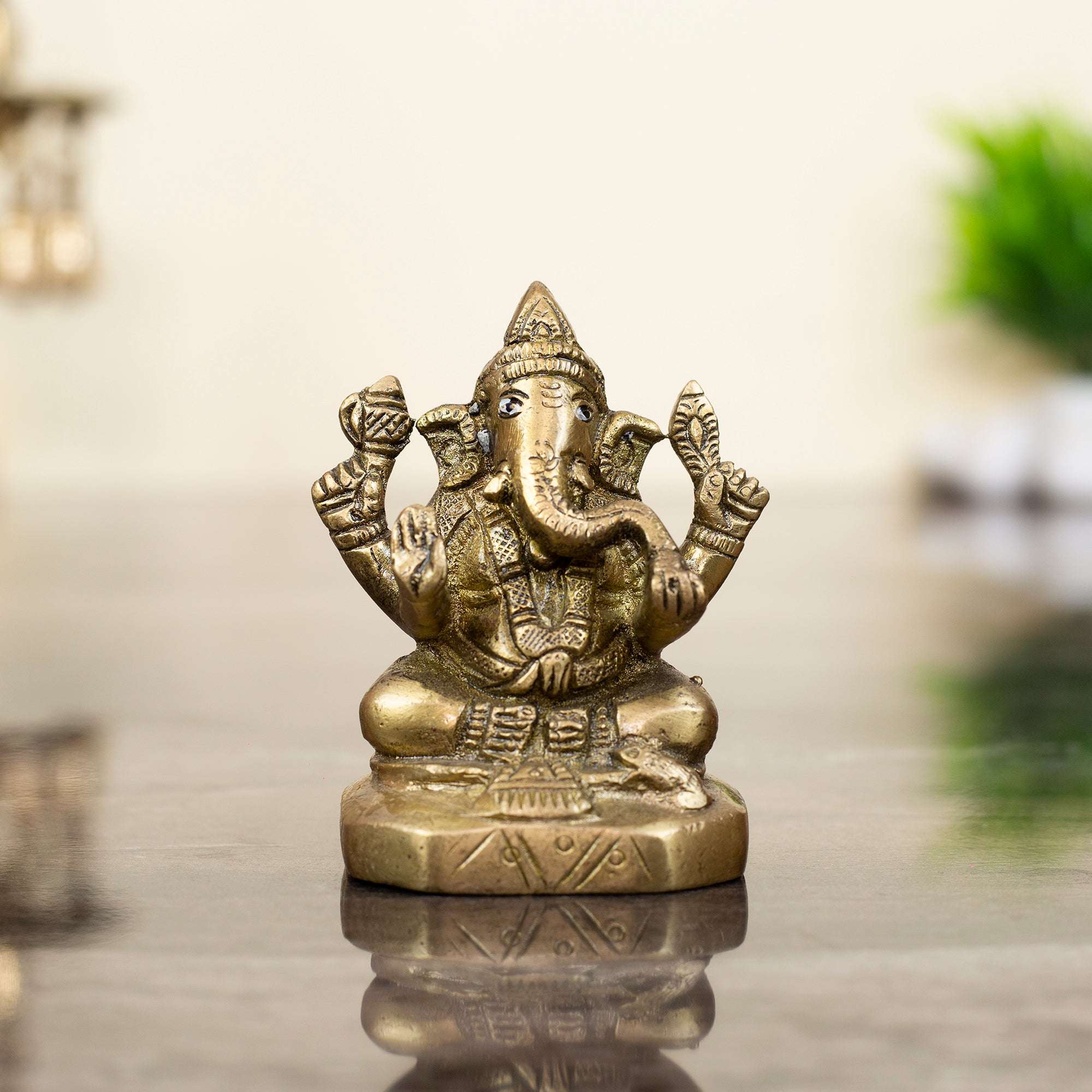 Solid Heavyweight Brass Ganesha Idol