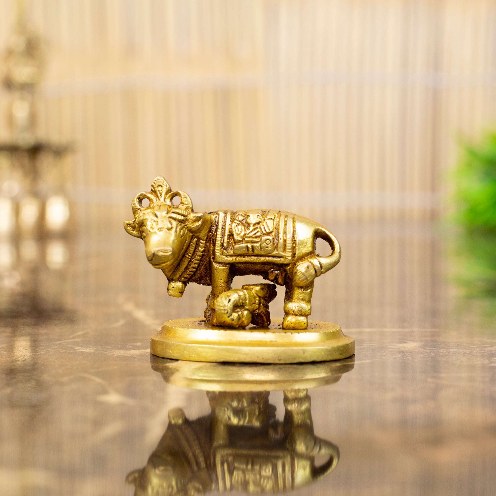 Solid Brass Kamadhenu Cow and Calf | Idol of Prosperity