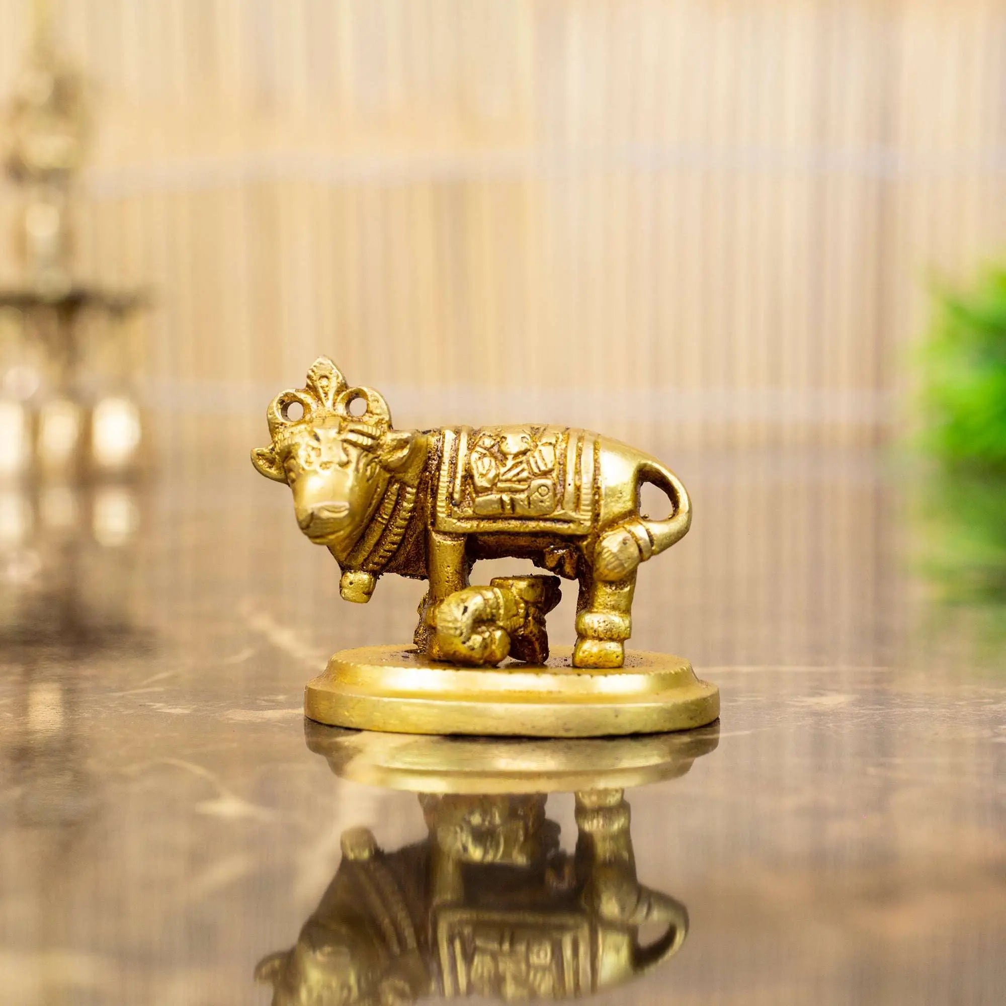 Solid Brass Kamadhenu Cow and Calf | Idol of Prosperity