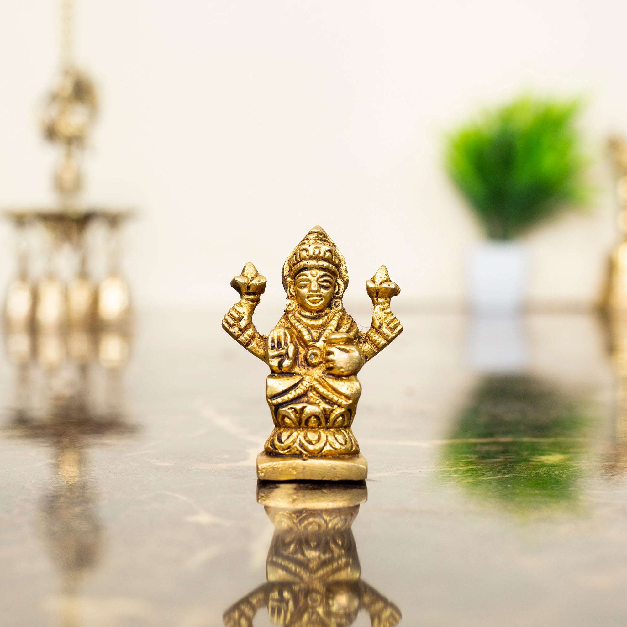 Compact Brass Standing Lakshmi