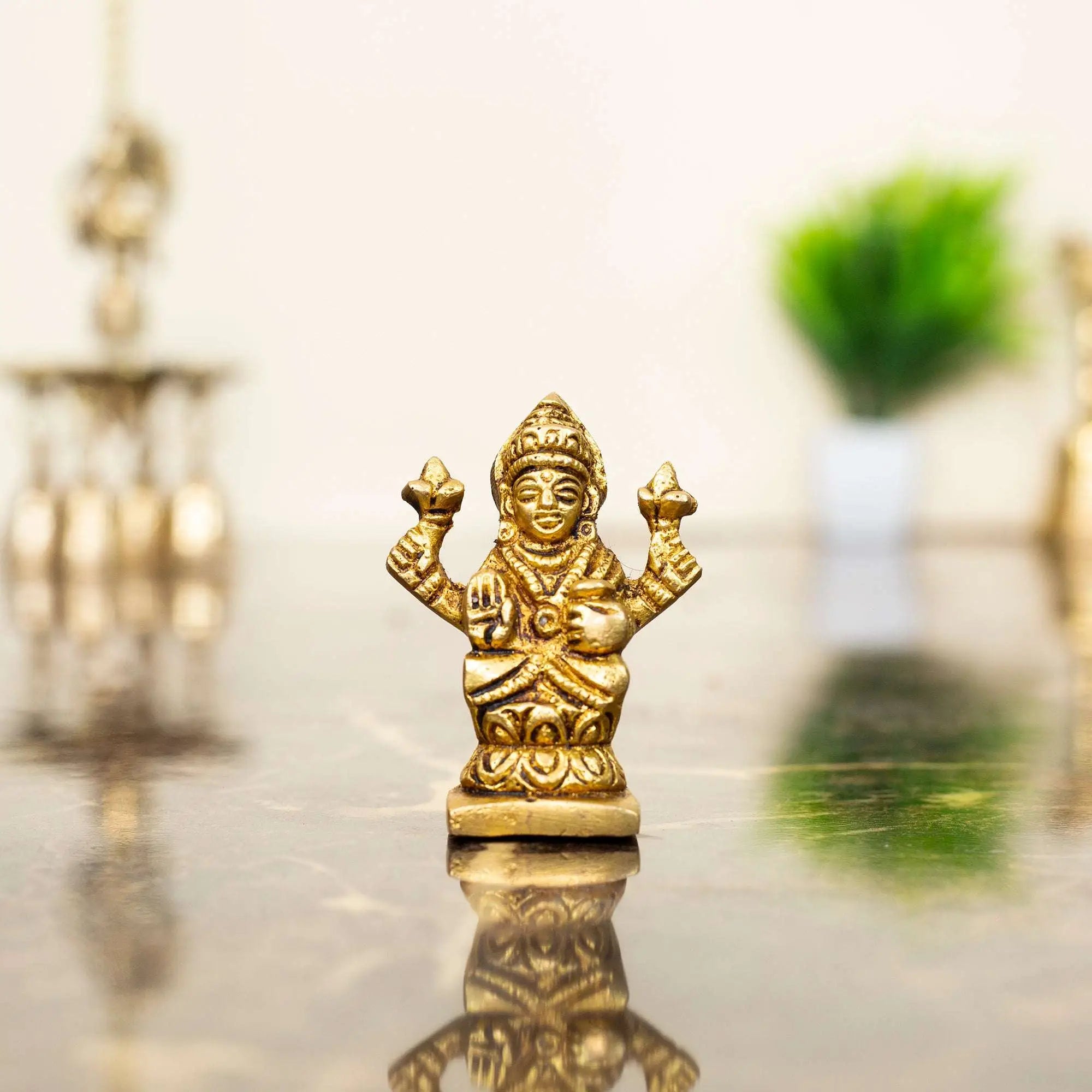 Compact Brass Standing Lakshmi
