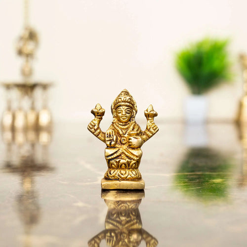 Compact Brass Standing Lakshmi