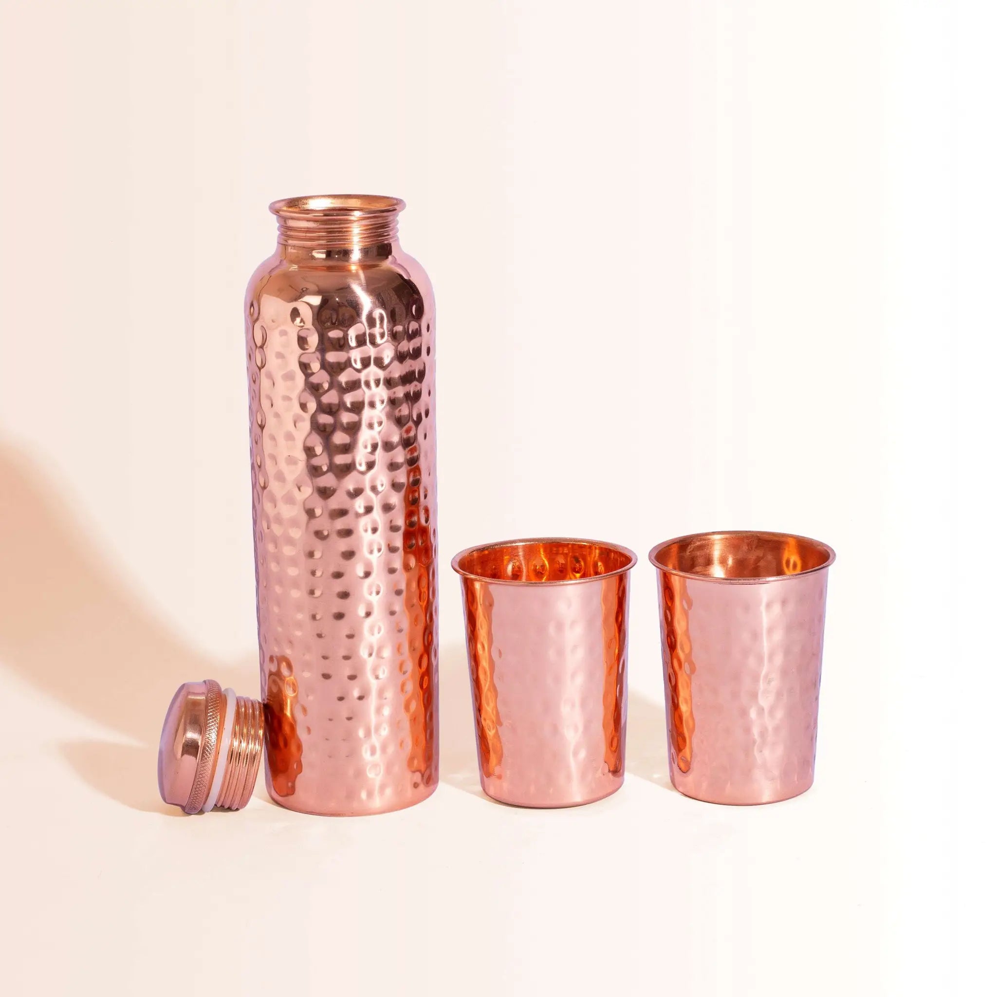 Classic Hammered Copper Bottle & Tumbler Set | For Ayurvedic Hydration