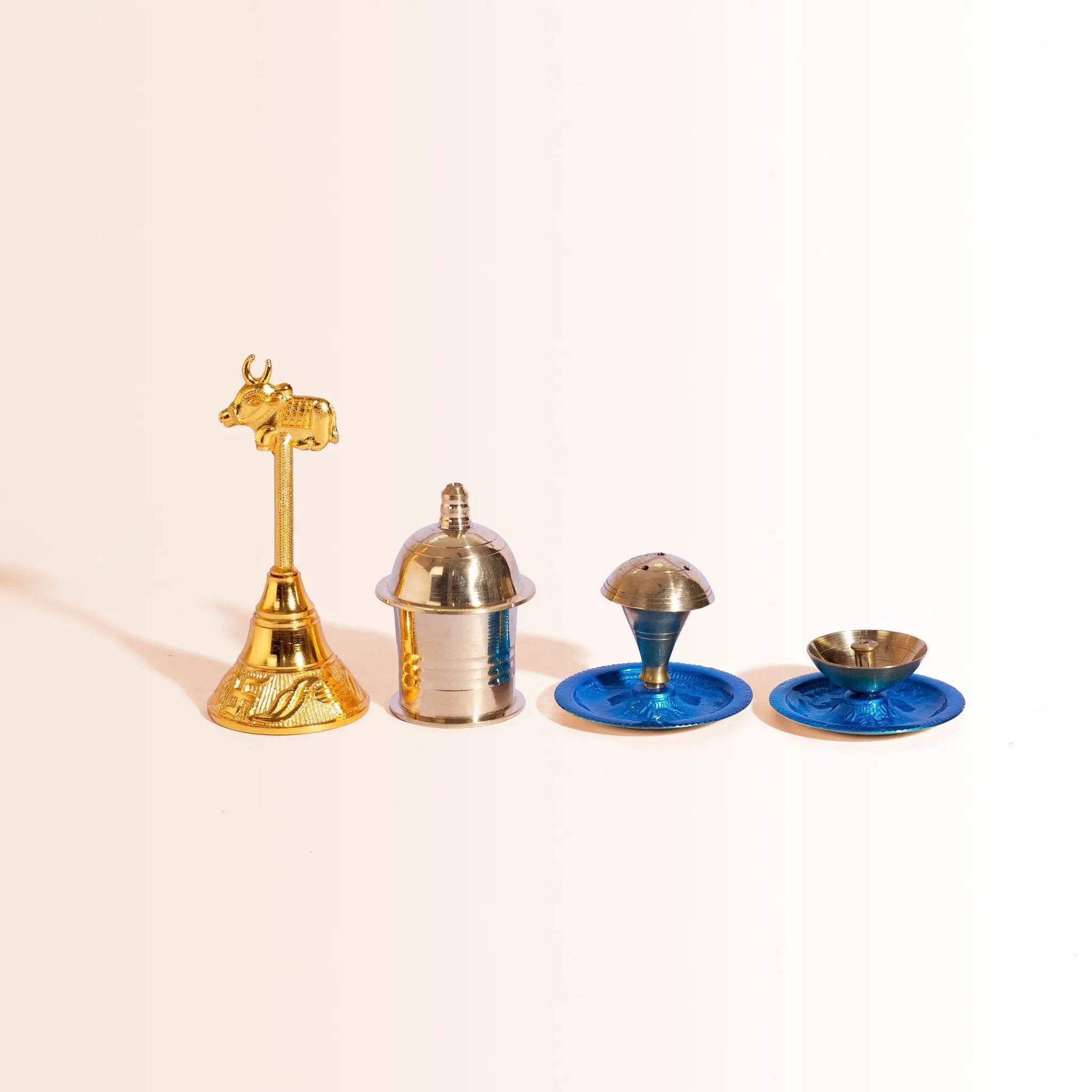 Complete Diwali Puja Gift Set with Cow & Calf Thali in Premium Pink Box