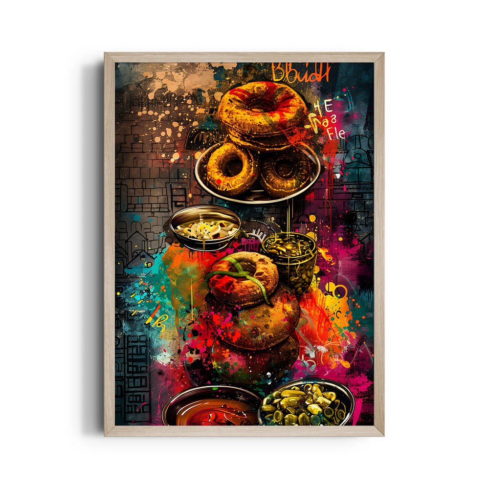 Urban Bagel Feast - Street Food Wall Art - Pillow Fights