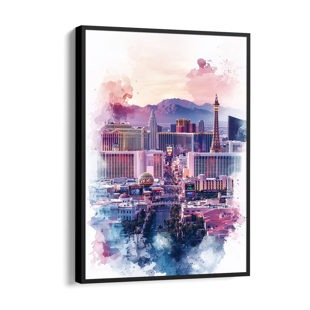 Watercolor Vegas Skyline - City Wall Art