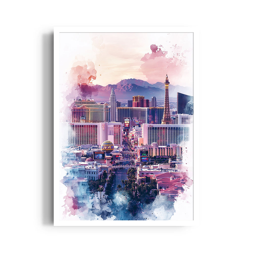 Watercolor Vegas Skyline - City Wall Art