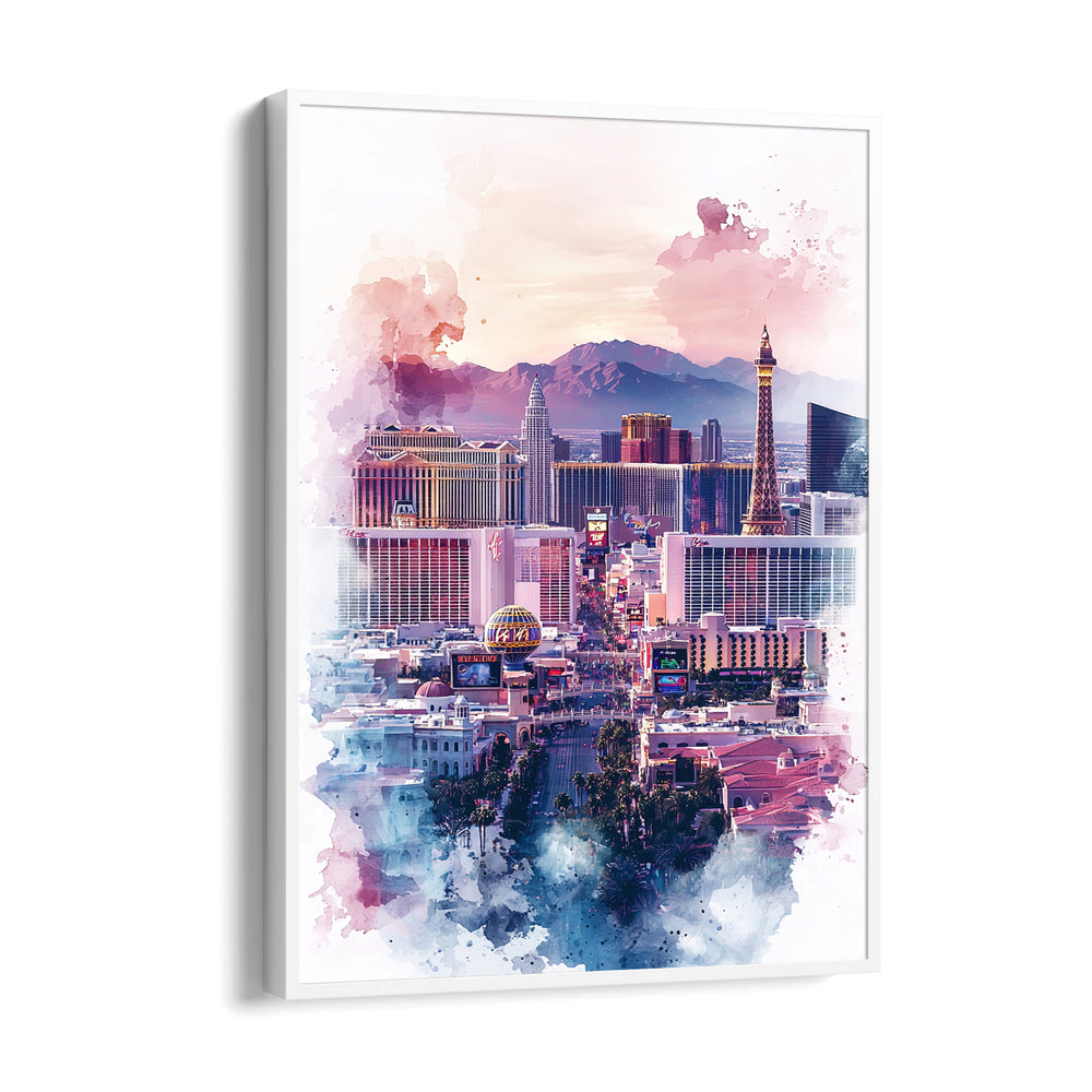 Watercolor Vegas Skyline - City Wall Art