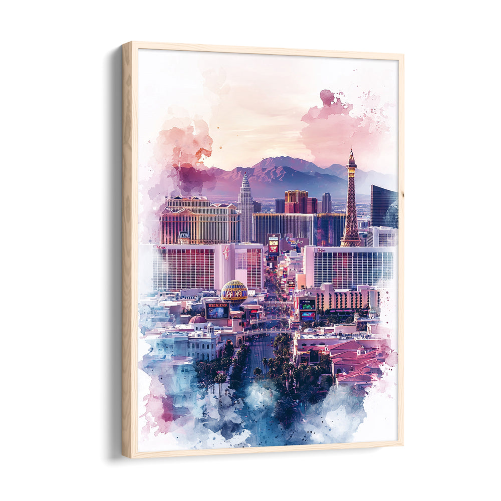 Watercolor Vegas Skyline - City Wall Art