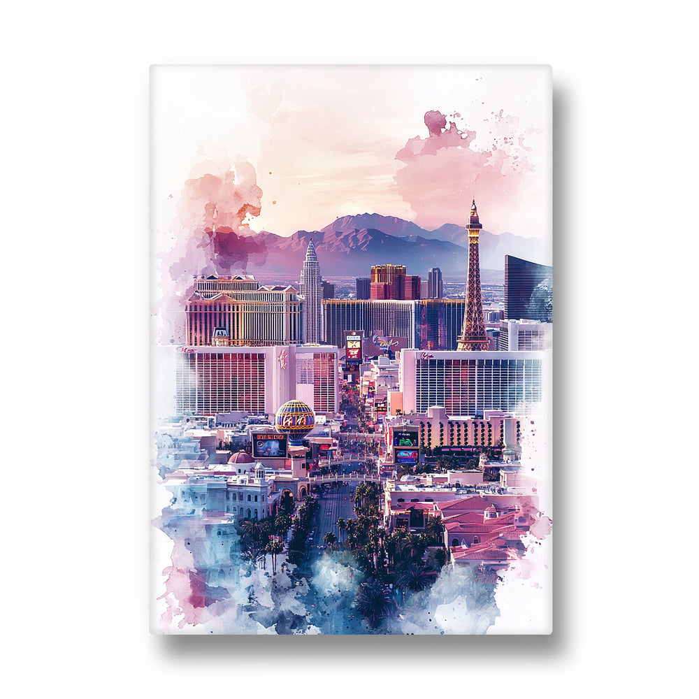 Watercolor Vegas Skyline - City Wall Art