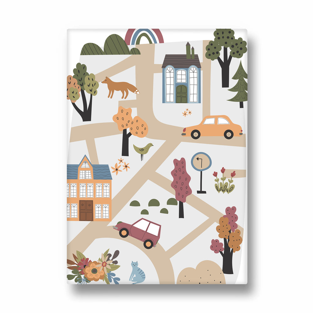 Whimsical Village Paths - street map wall art